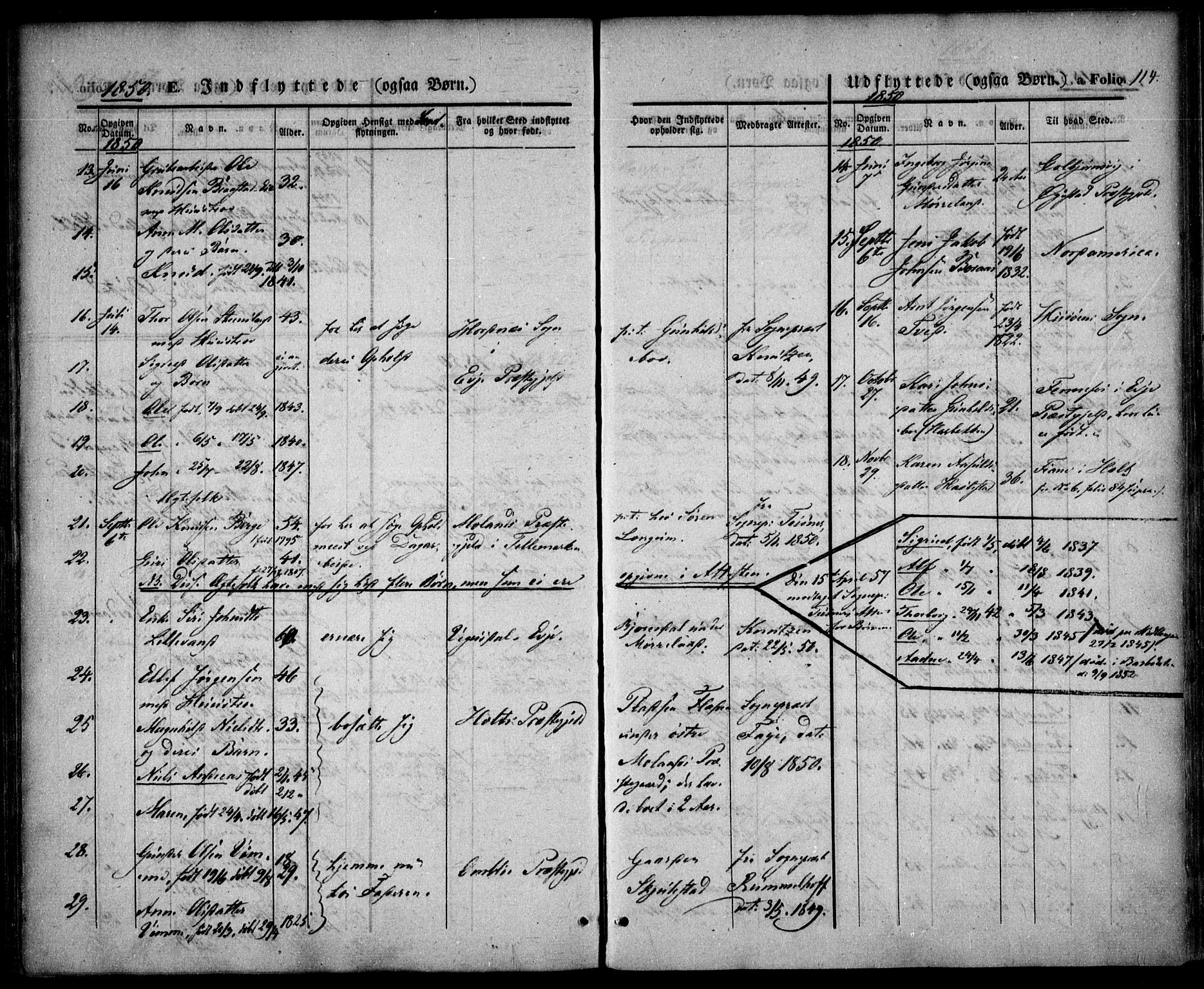 Austre Moland sokneprestkontor, AV/SAK-1111-0001/F/Fa/Faa/L0007: Parish register (official) no. A 7, 1847-1857, p. 114