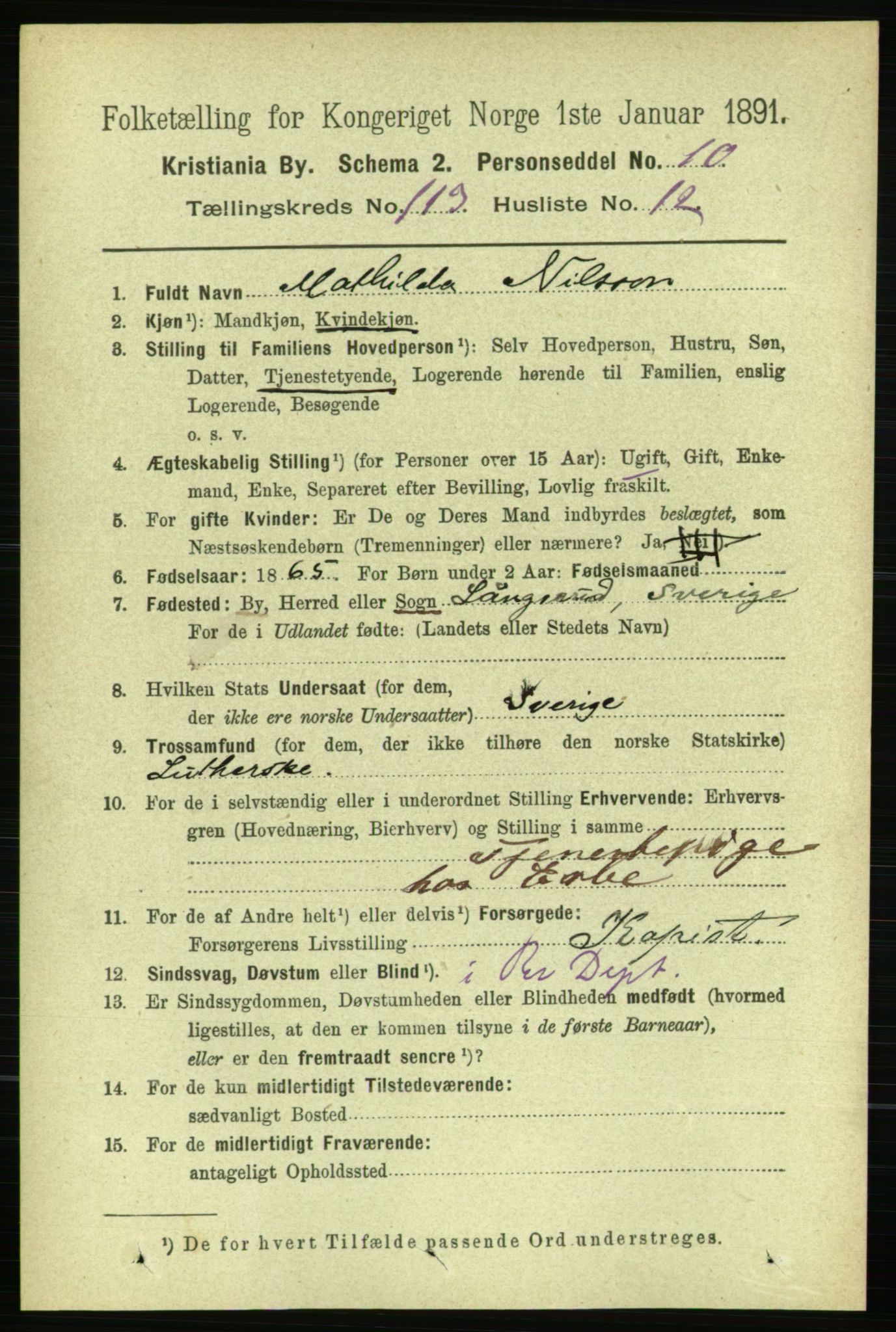 RA, 1891 census for 0301 Kristiania, 1891, p. 60352