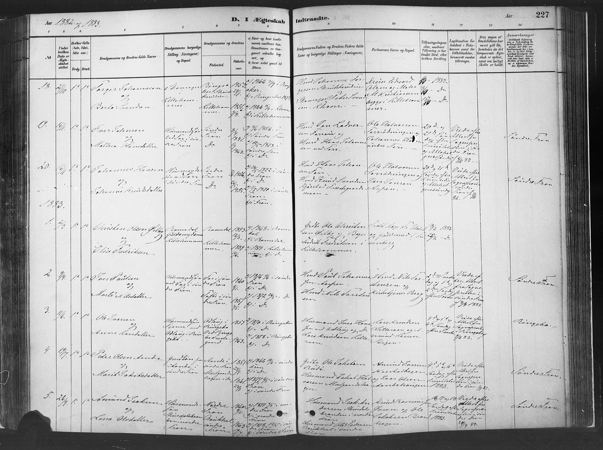 Fåberg prestekontor, SAH/PREST-086/H/Ha/Haa/L0010: Parish register (official) no. 10, 1879-1900, p. 227