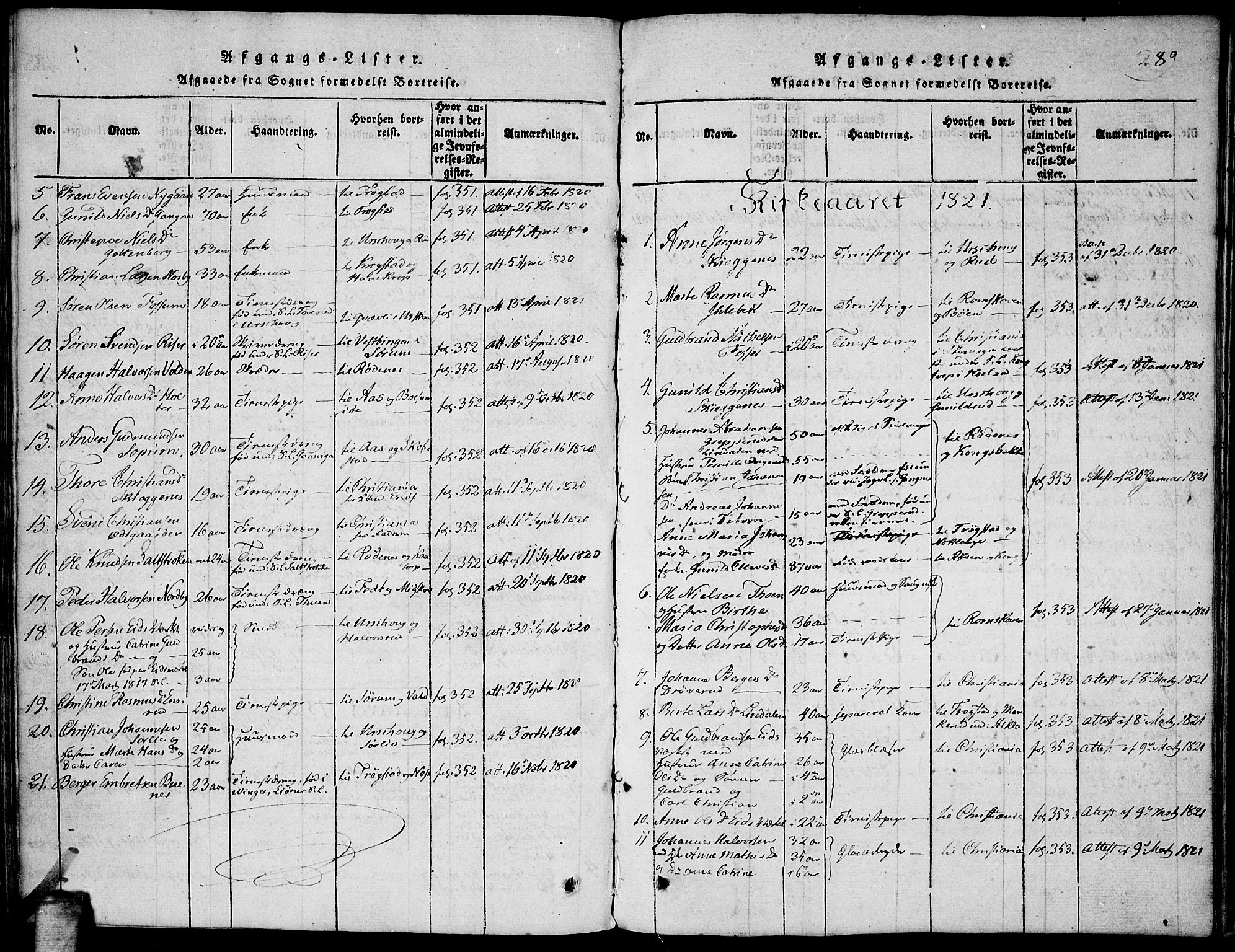 Høland prestekontor Kirkebøker, SAO/A-10346a/F/Fa/L0007: Parish register (official) no. I 7, 1814-1827, p. 289