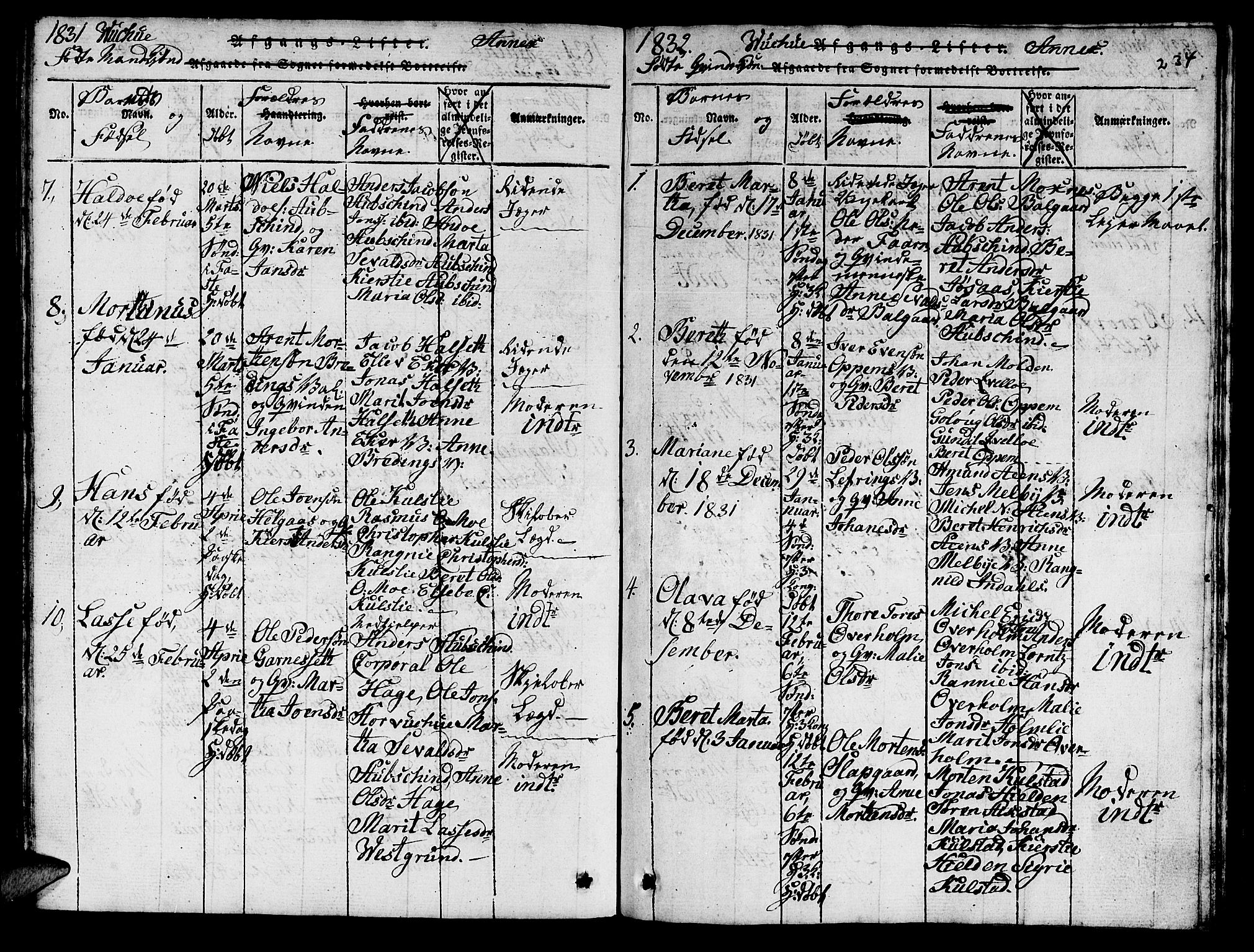 Ministerialprotokoller, klokkerbøker og fødselsregistre - Nord-Trøndelag, SAT/A-1458/724/L0265: Parish register (copy) no. 724C01, 1816-1845, p. 234