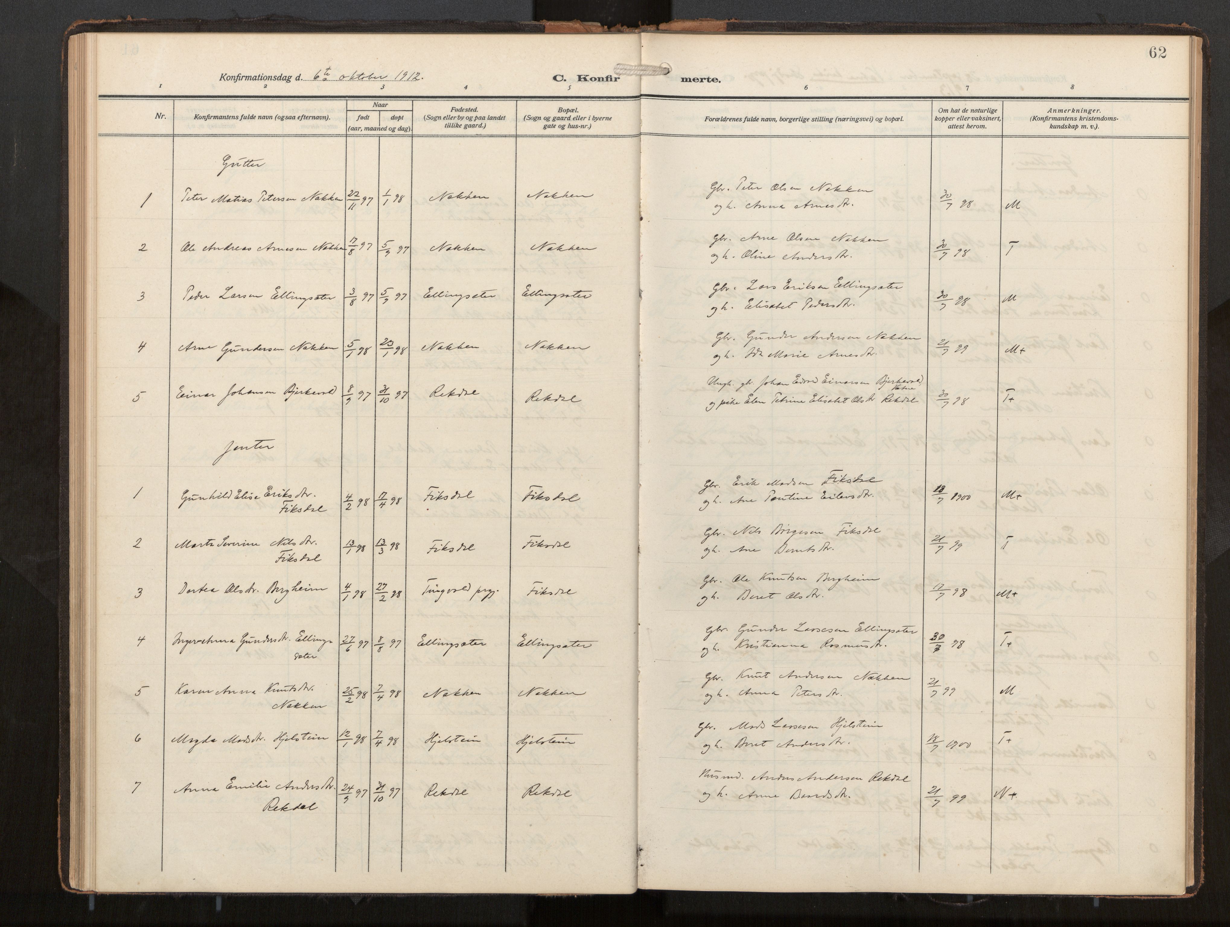 Ministerialprotokoller, klokkerbøker og fødselsregistre - Møre og Romsdal, AV/SAT-A-1454/540/L0540b: Parish register (official) no. 540A03, 1909-1932, p. 62