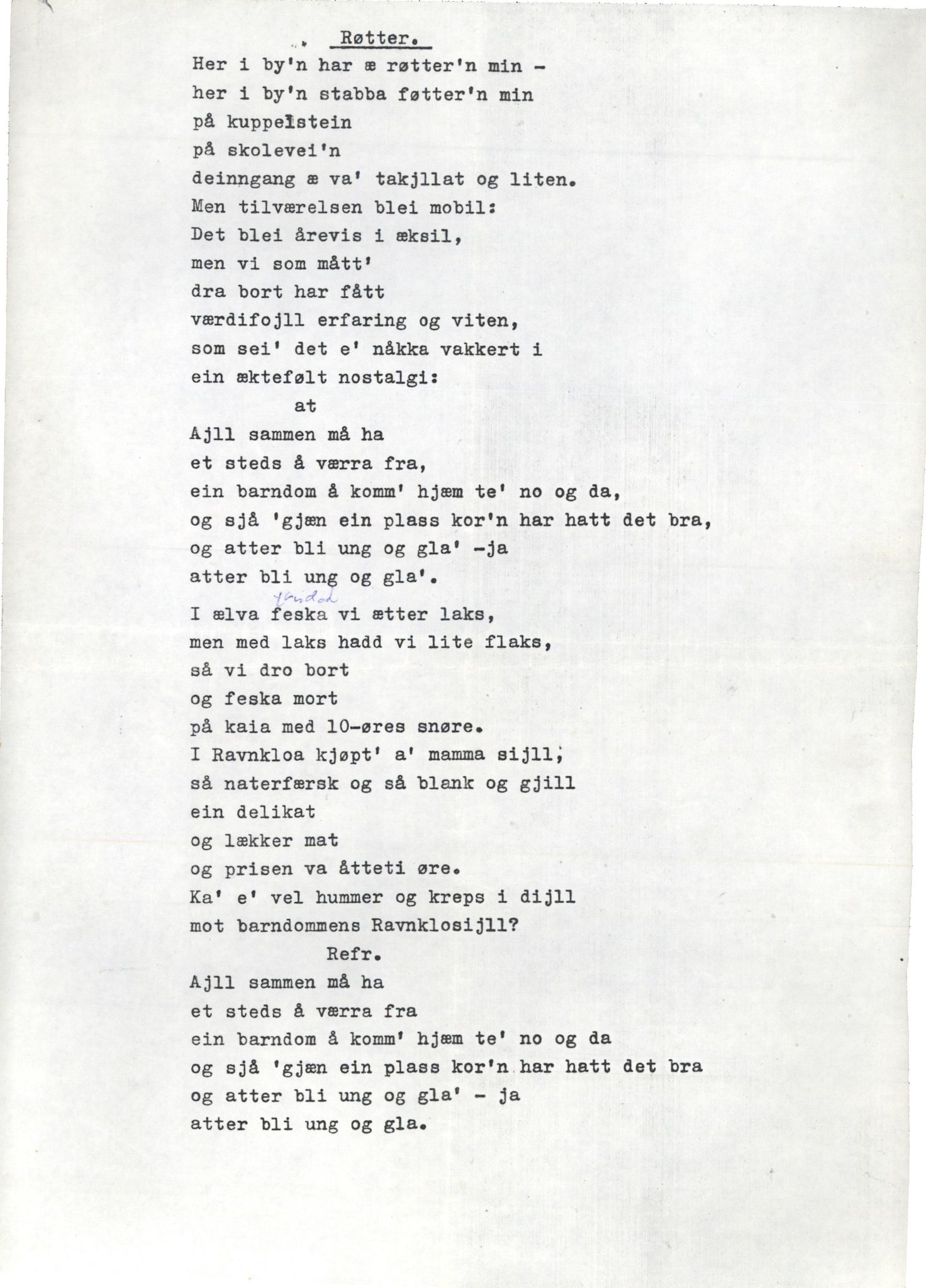 Otto Nielsen, TRKO/PA-1176/F/L0016/0283: Noter / Røtter_tekst, 1981