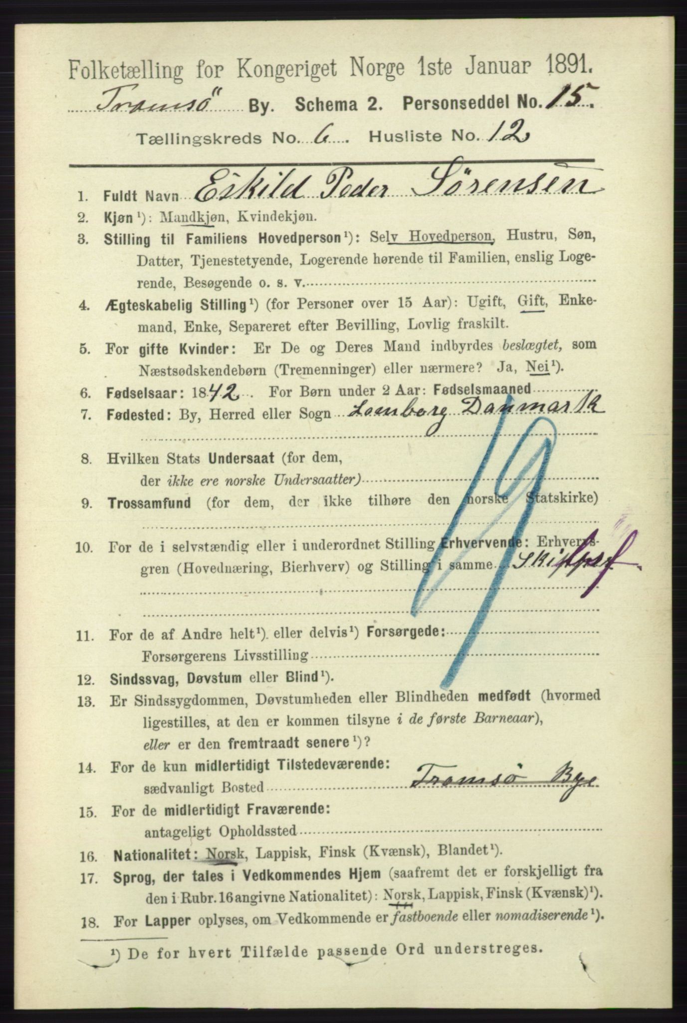 RA, 1891 census for 1902 Tromsø, 1891, p. 5693