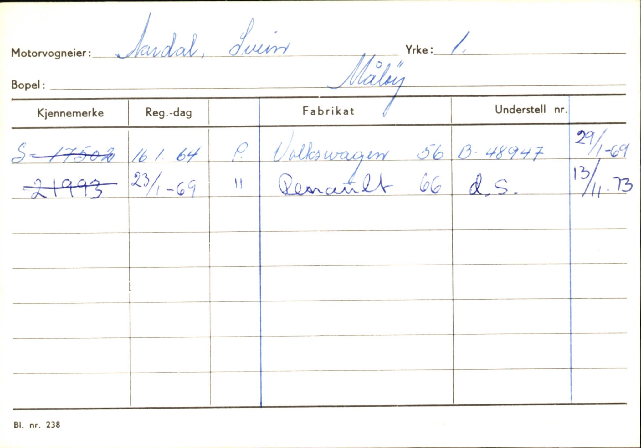 Statens vegvesen, Sogn og Fjordane vegkontor, SAB/A-5301/4/F/L0145: Registerkort Vågsøy S-Å. Årdal I-P, 1945-1975, p. 834