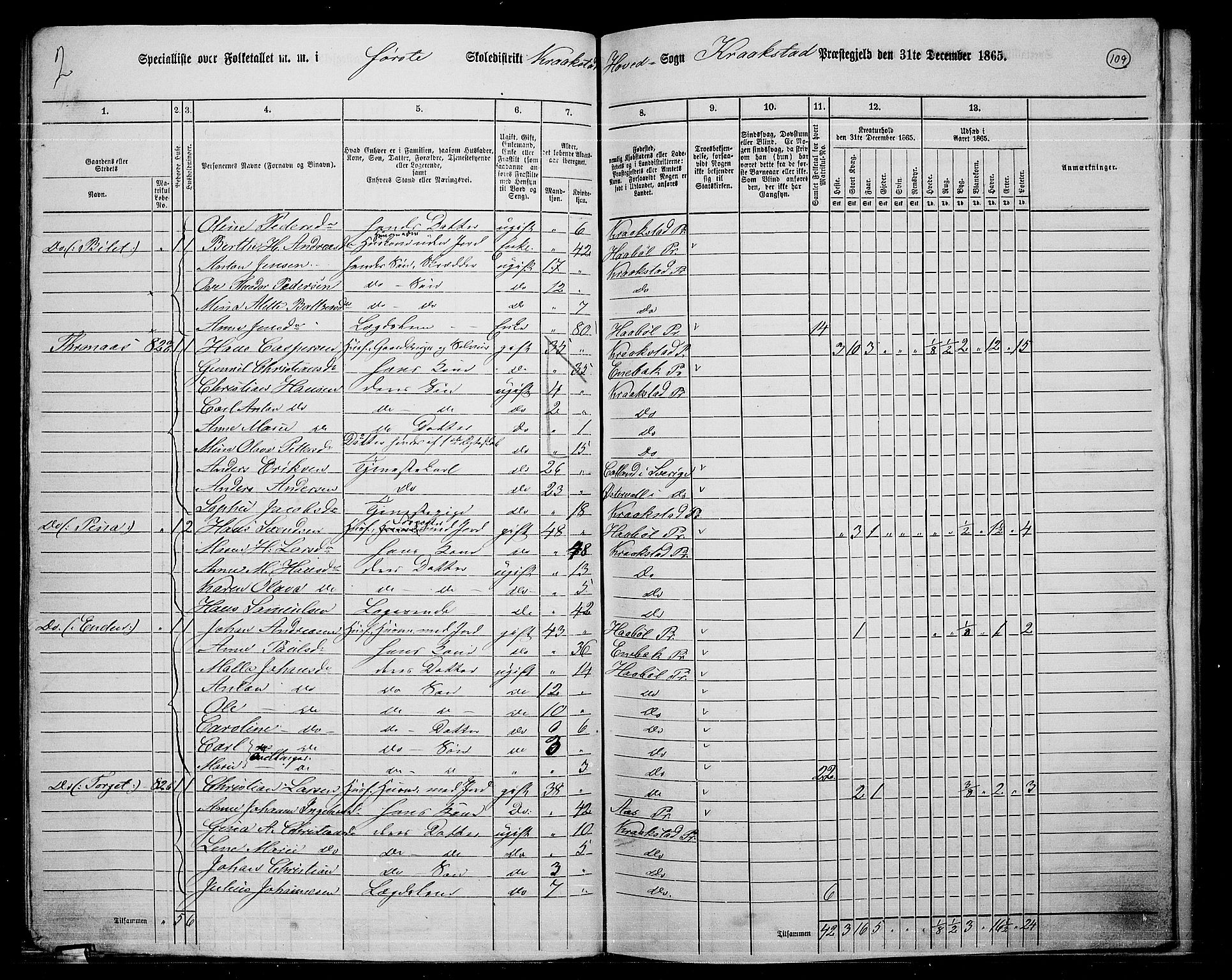 RA, 1865 census for Kråkstad, 1865, p. 97