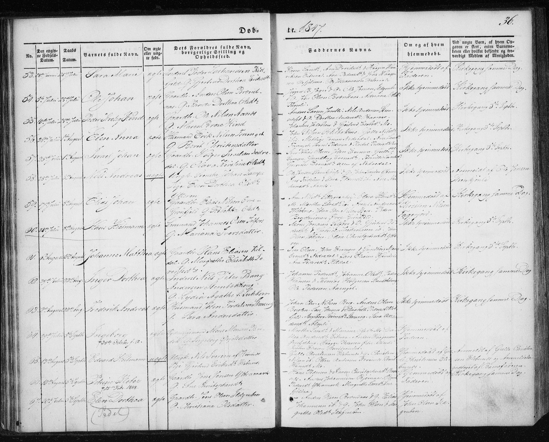 Ministerialprotokoller, klokkerbøker og fødselsregistre - Nordland, AV/SAT-A-1459/827/L0391: Parish register (official) no. 827A03, 1842-1852, p. 36