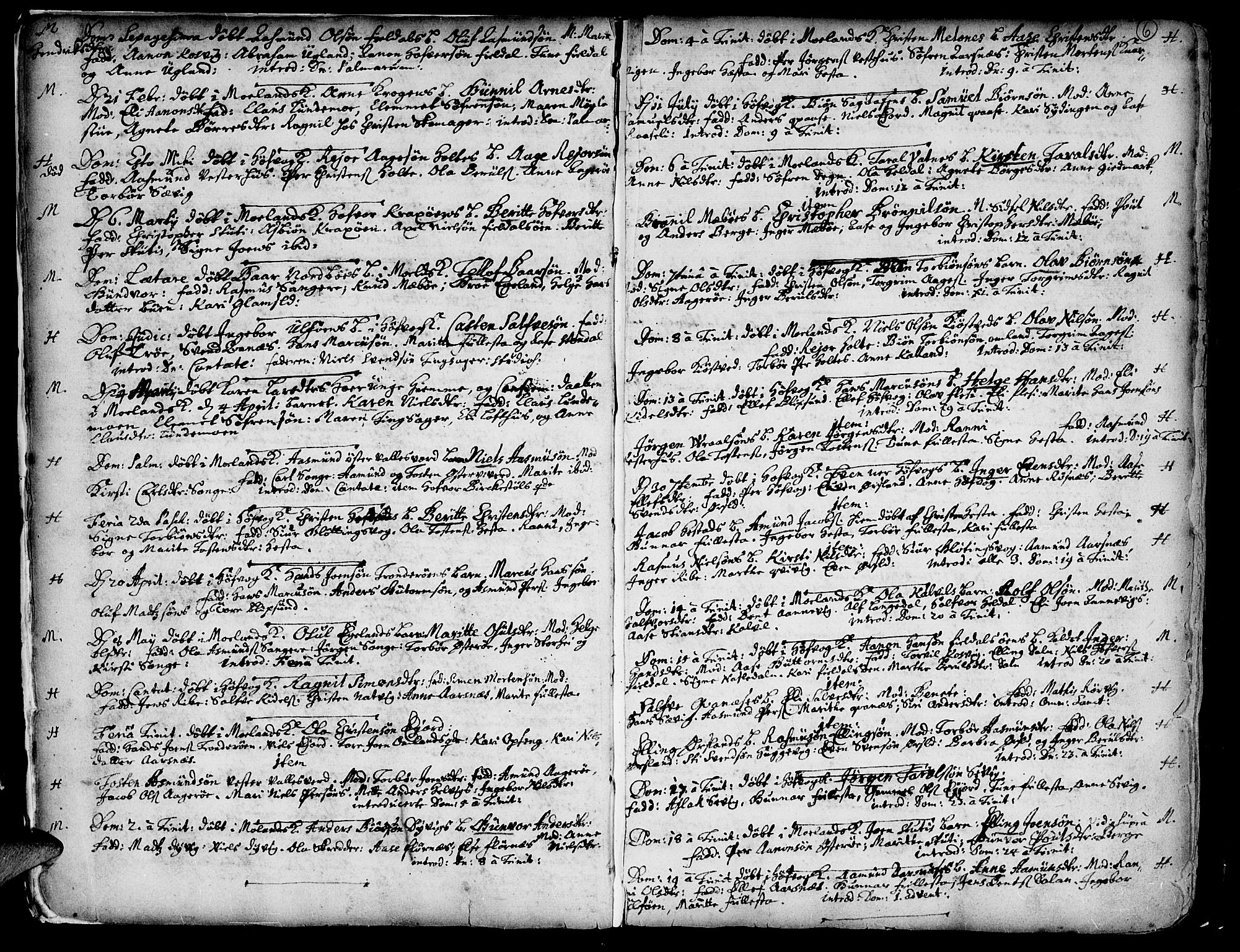 Vestre Moland sokneprestkontor, SAK/1111-0046/F/Fa/Fab/L0001: Parish register (official) no. A 1, 1687-1760, p. 6