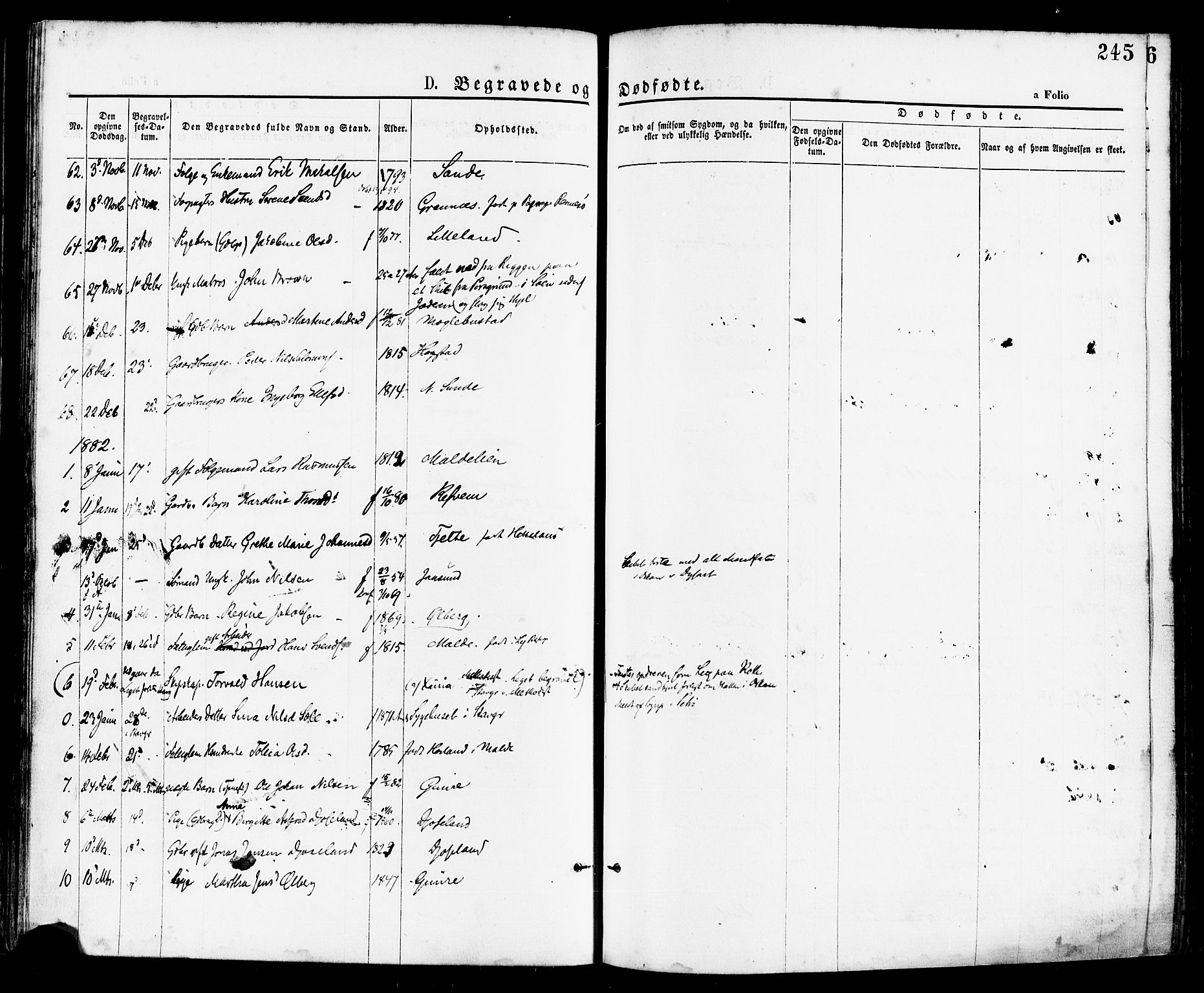 Håland sokneprestkontor, SAST/A-101802/001/30BA/L0009: Parish register (official) no. A 8, 1871-1882, p. 245