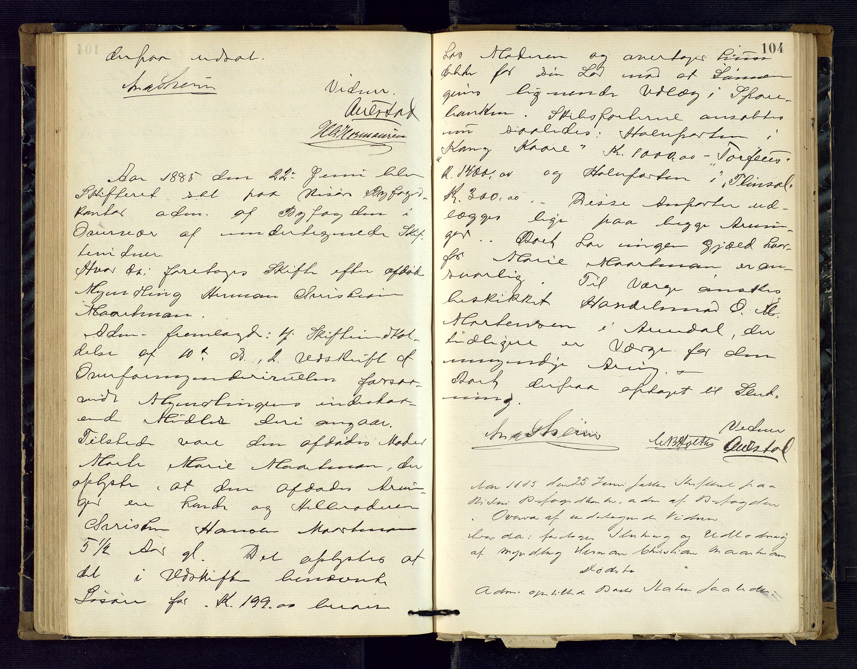 Risør byfogd, AV/SAK-1222-0005/H/Hc/L0004: Skifteprotokoll nr. 3B, 1882-1886, p. 104