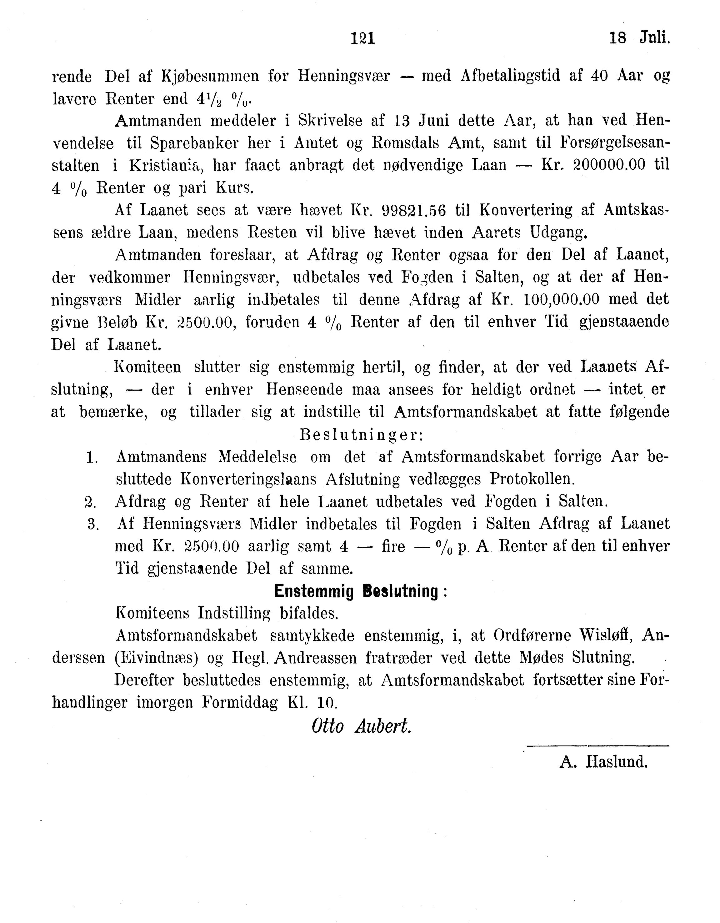 Nordland Fylkeskommune. Fylkestinget, AIN/NFK-17/176/A/Ac/L0015: Fylkestingsforhandlinger 1886-1890, 1886-1890