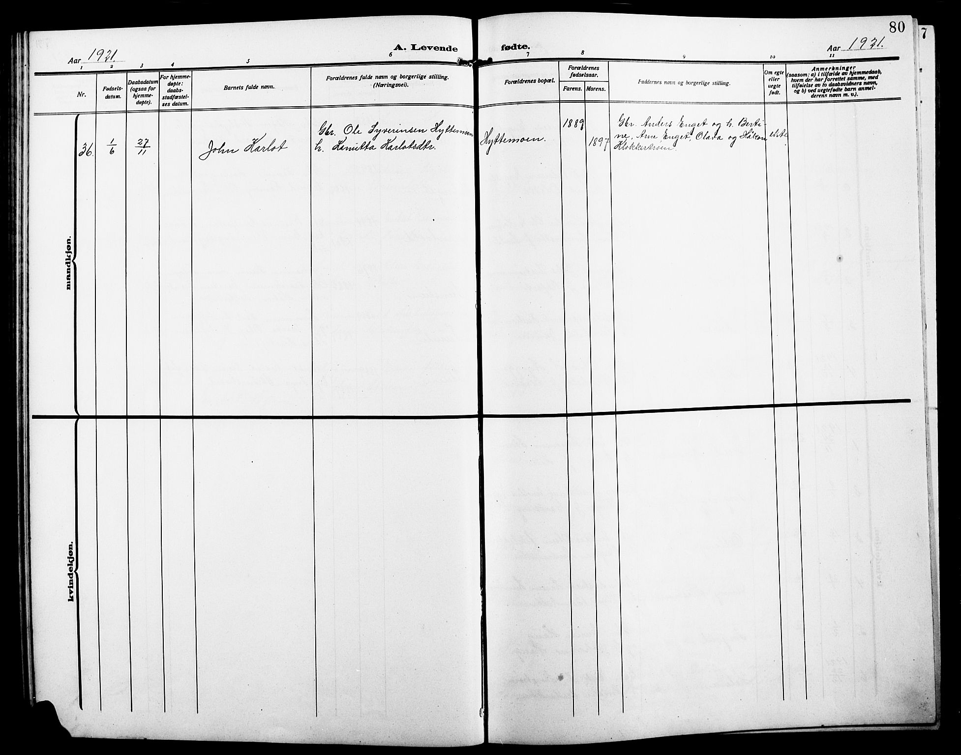 Alvdal prestekontor, AV/SAH-PREST-060/H/Ha/Hab/L0005: Parish register (copy) no. 5, 1908-1923, p. 80