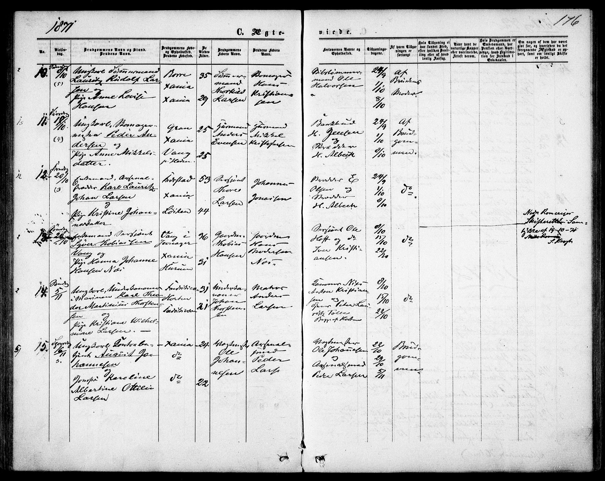 Garnisonsmenigheten Kirkebøker, SAO/A-10846/F/Fa/L0011: Parish register (official) no. 11, 1870-1880, p. 176