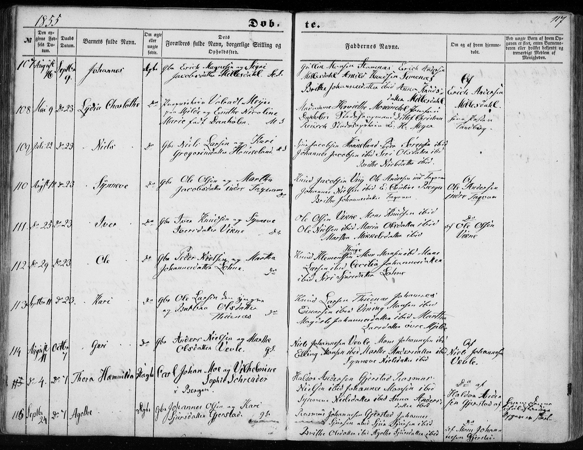 Haus sokneprestembete, SAB/A-75601/H/Haa: Parish register (official) no. A 16 I, 1848-1857, p. 117