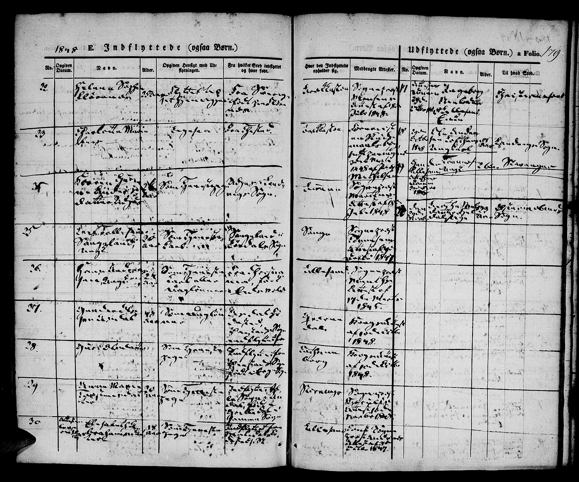 Vestre Moland sokneprestkontor, AV/SAK-1111-0046/F/Fa/Fab/L0005: Parish register (official) no. A 5, 1841-1849, p. 179