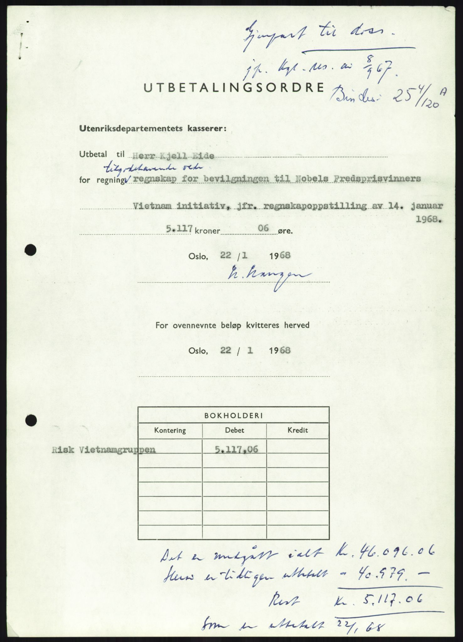 Utenriksdepartementet, hovedarkiv, AV/RA-S-6794/D/Da/Daa/L0969/0001: Verdenspolitikk. Fremmede staters politikk. Generelt / Sør-Vietnam: Nobelpristakeres fredsaksjoner (2 mapper), 1967-1969, p. 513