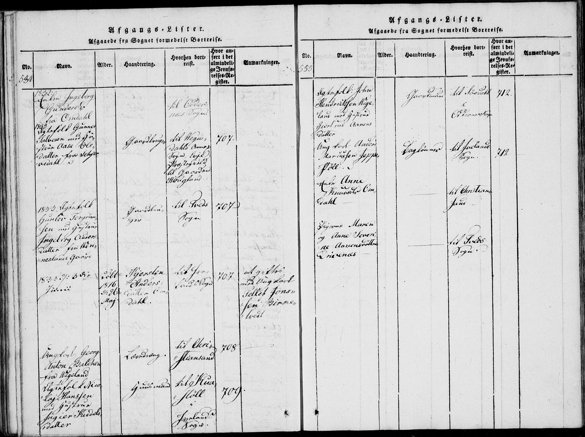 Vennesla sokneprestkontor, AV/SAK-1111-0045/Fa/Fab/L0003: Parish register (official) no. A 3, 1820-1834, p. 554-555