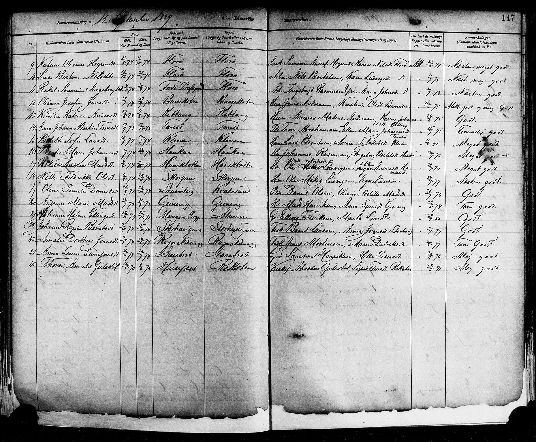 Kinn sokneprestembete, AV/SAB-A-80801/H/Hab/Haba/L0002: Parish register (copy) no. A 2, 1882-1906, p. 147