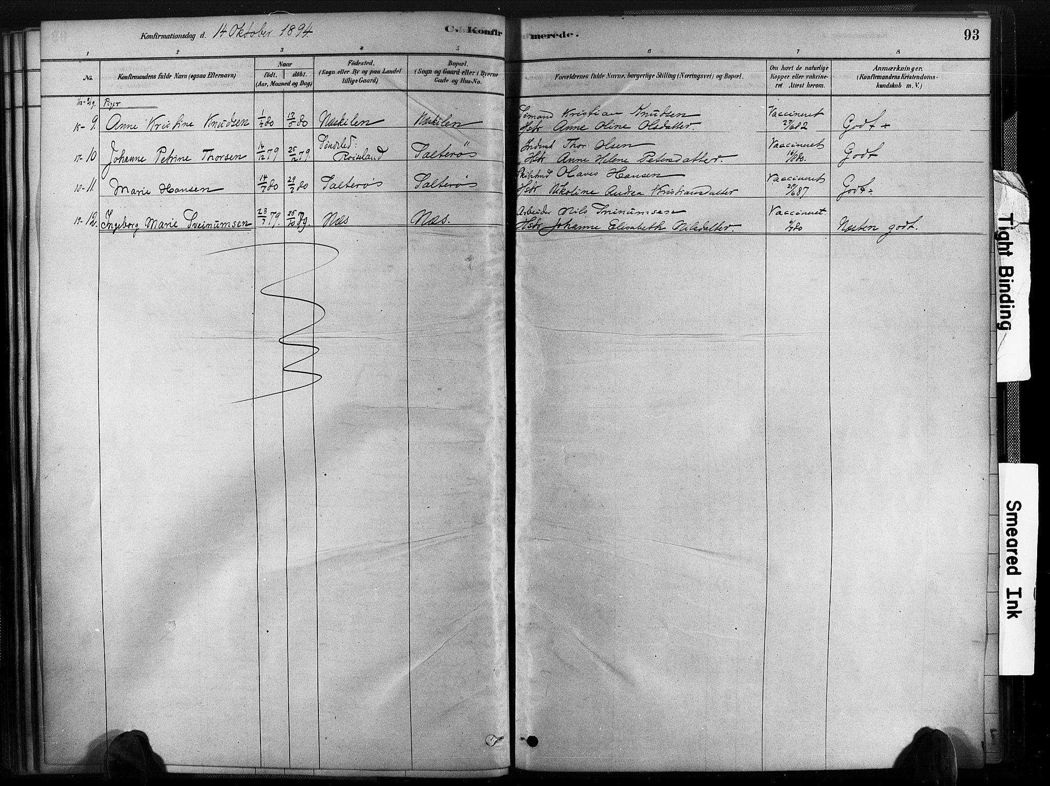 Austre Moland sokneprestkontor, SAK/1111-0001/F/Fa/Fab/L0001: Parish register (official) no. A 1, 1878-1898, p. 93