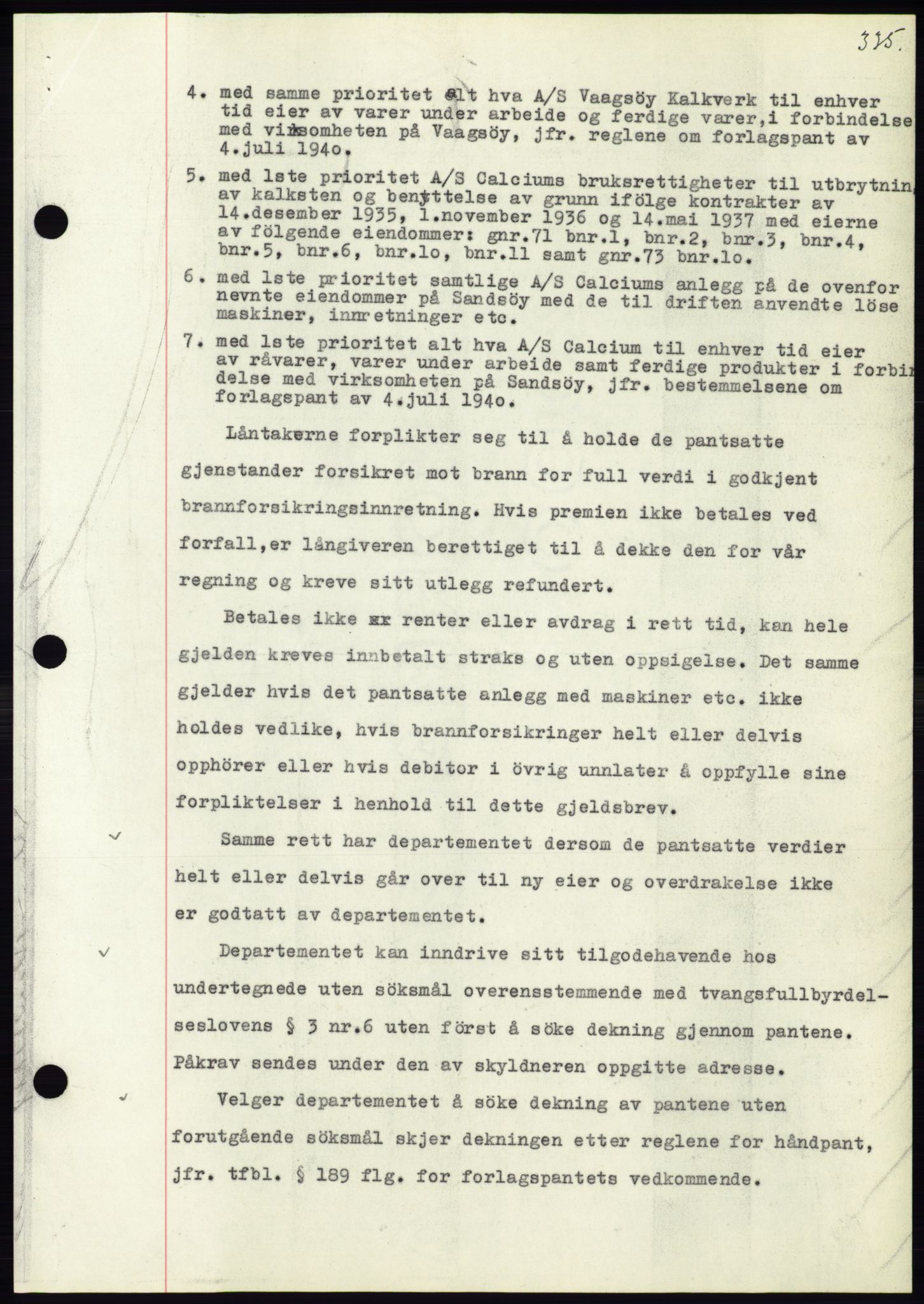 Søre Sunnmøre sorenskriveri, AV/SAT-A-4122/1/2/2C/L0070: Mortgage book no. 64, 1940-1941, Diary no: : 944/1940