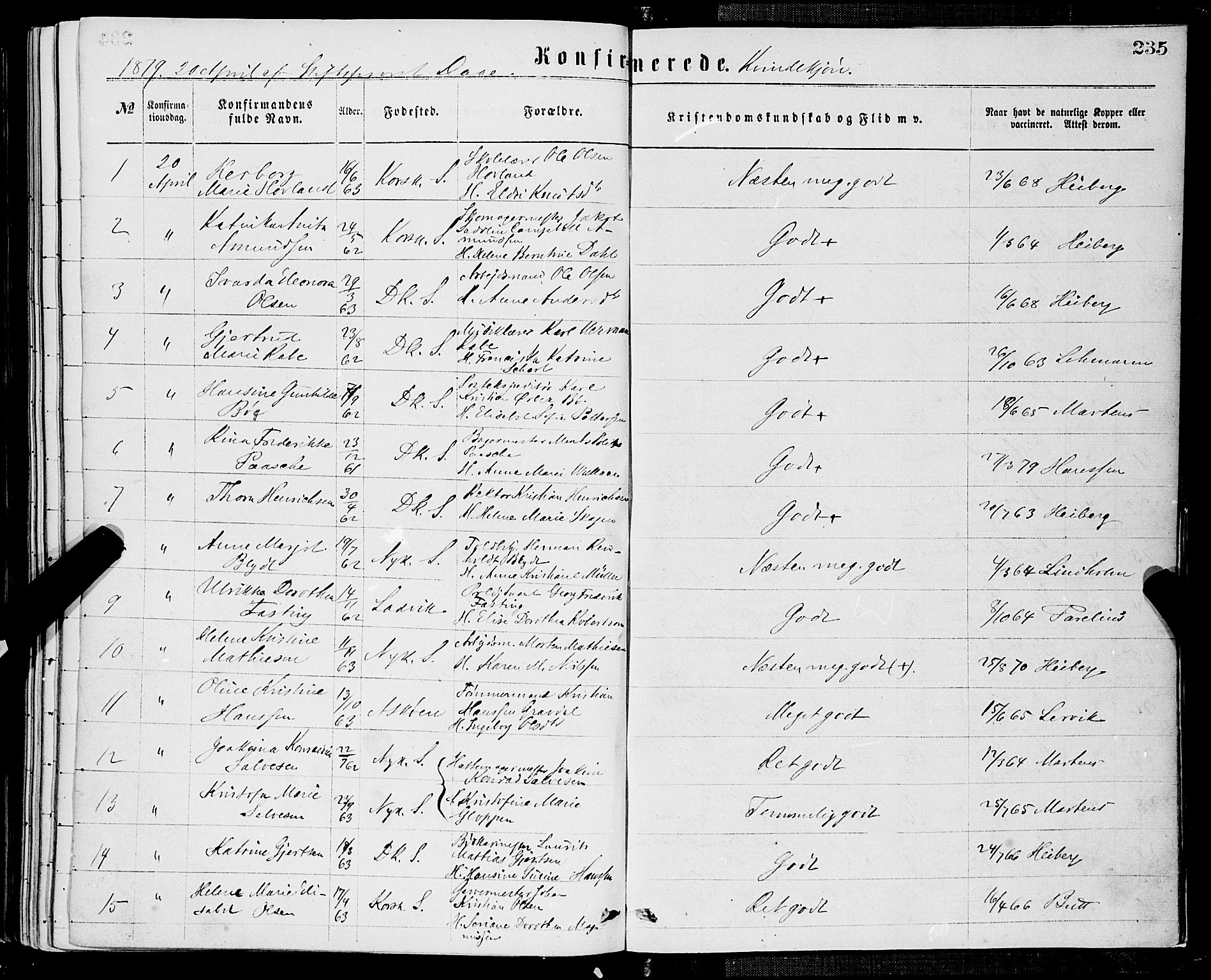 Domkirken sokneprestembete, SAB/A-74801/H/Haa/L0029: Parish register (official) no. C 4, 1864-1879, p. 235
