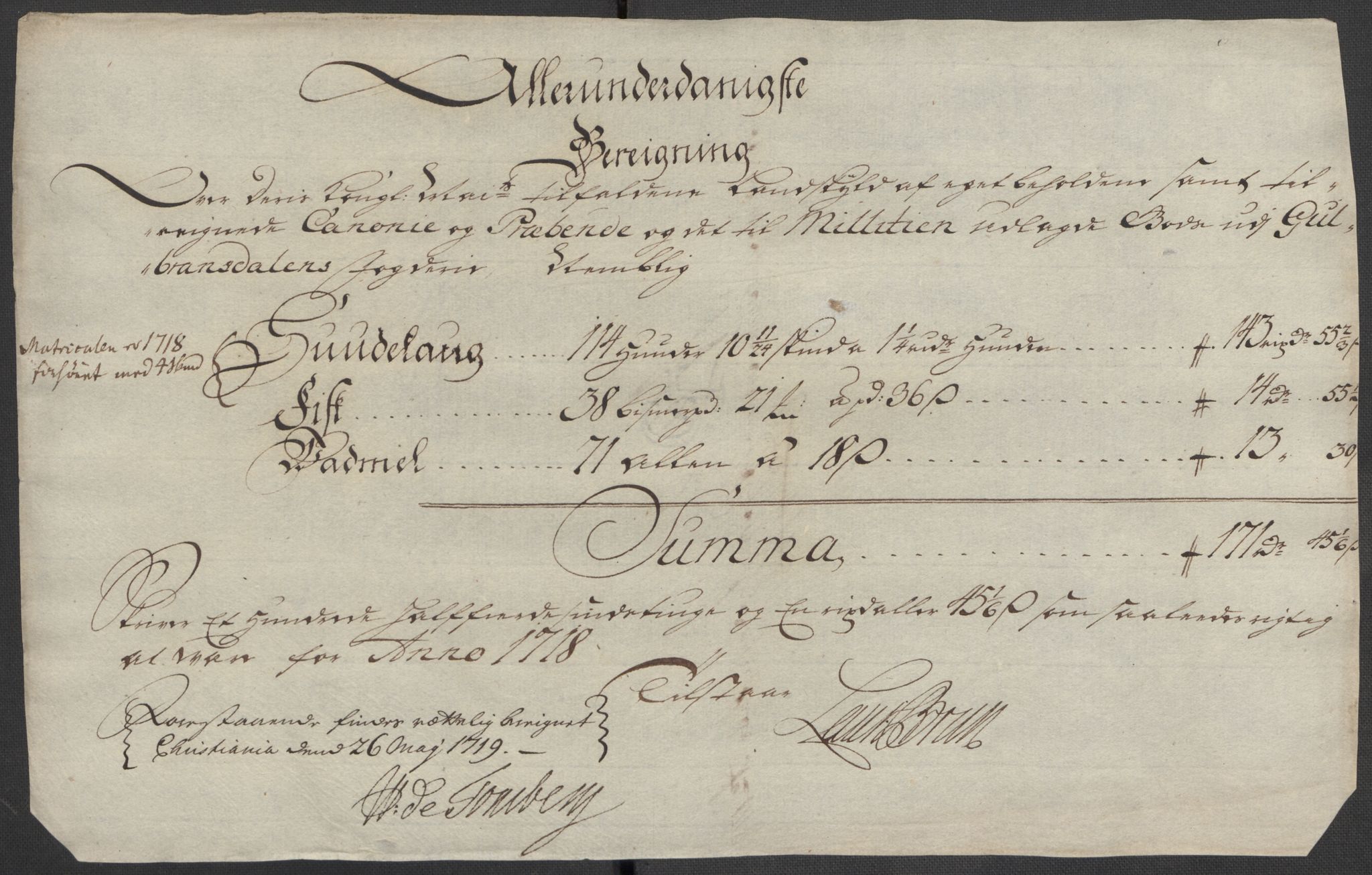 Rentekammeret inntil 1814, Reviderte regnskaper, Fogderegnskap, RA/EA-4092/R17/L1188: Fogderegnskap Gudbrandsdal, 1718, p. 75