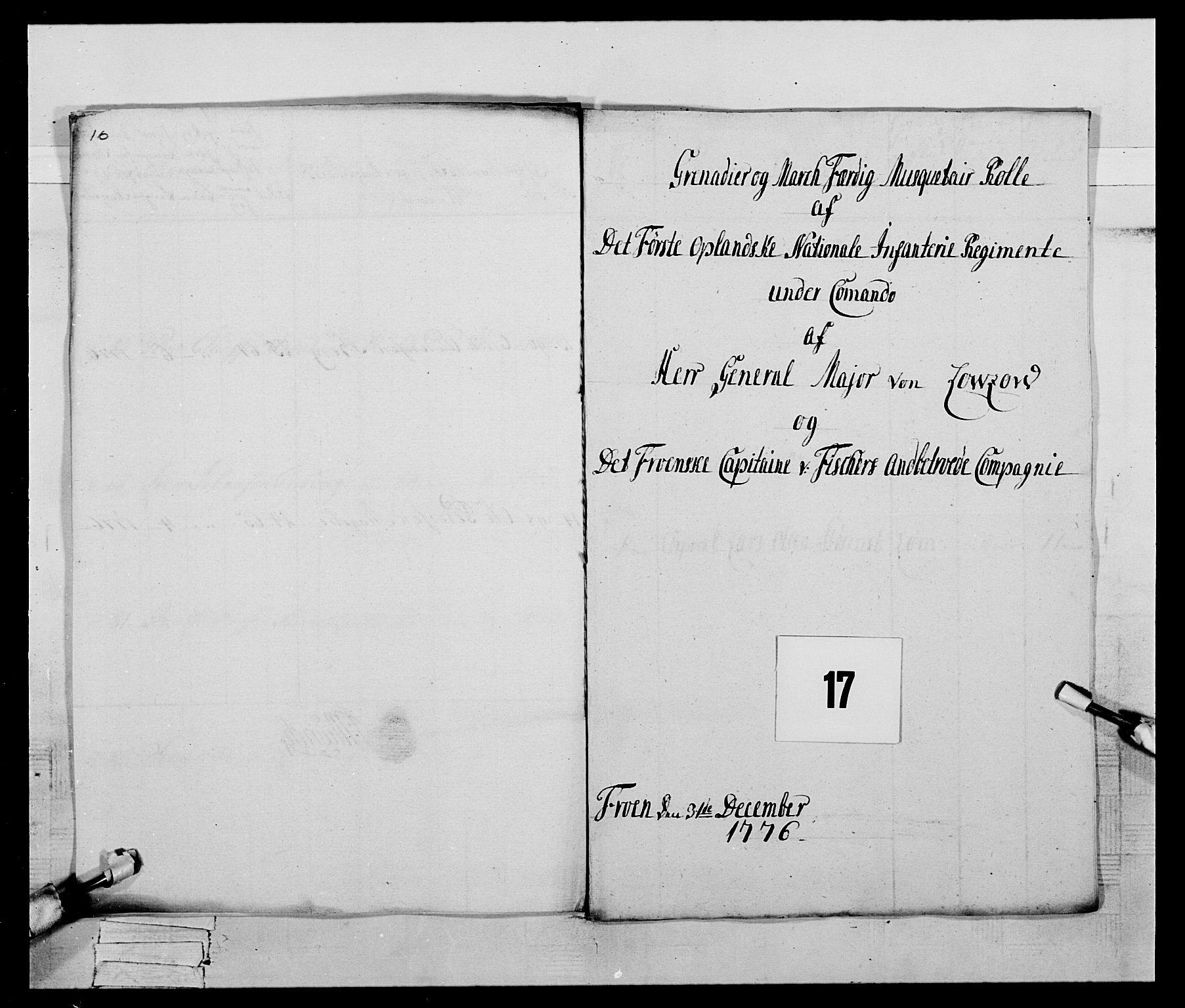 Generalitets- og kommissariatskollegiet, Det kongelige norske kommissariatskollegium, AV/RA-EA-5420/E/Eh/L0059: 1. Opplandske nasjonale infanteriregiment, 1775-1783, p. 124