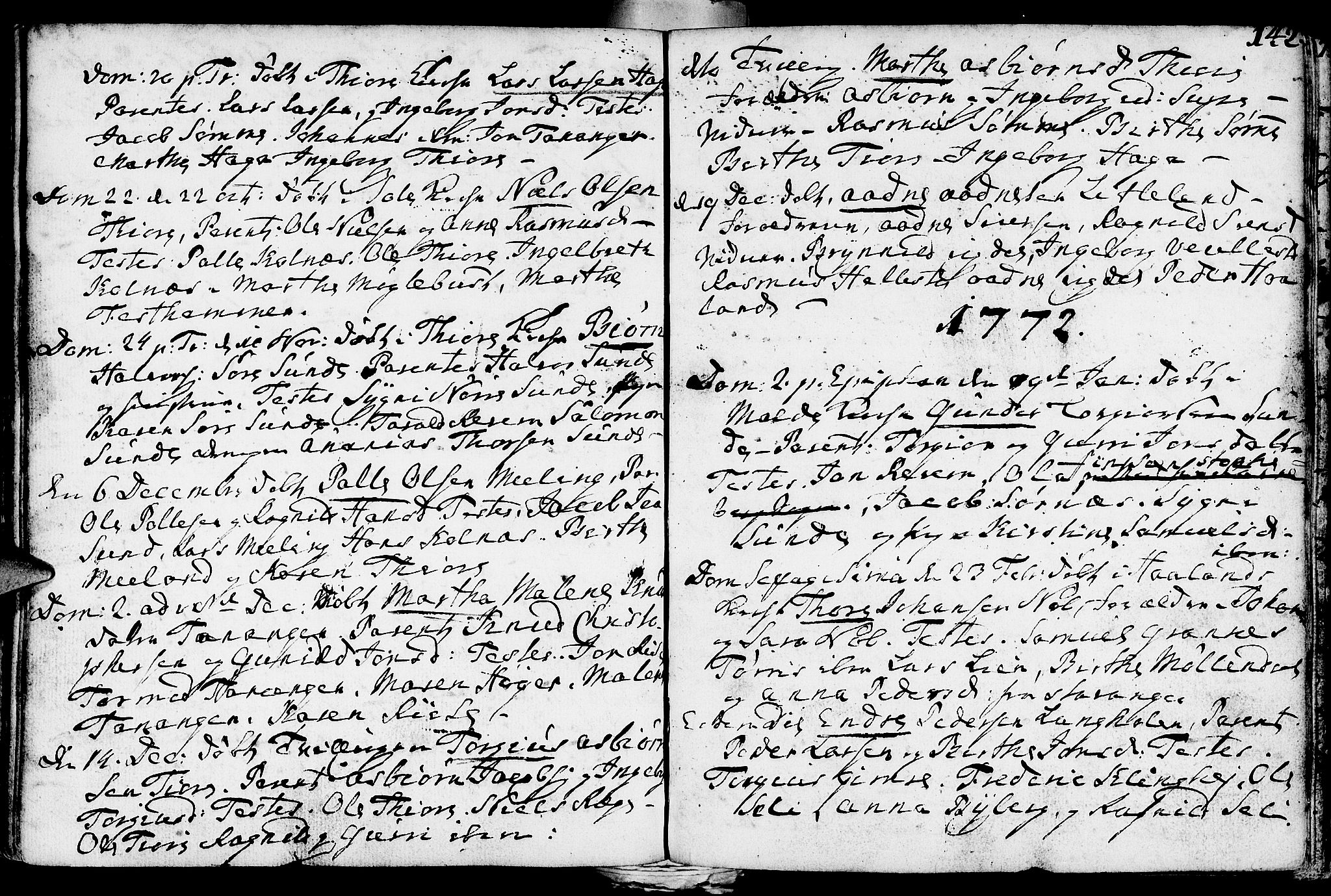 Håland sokneprestkontor, SAST/A-101802/001/30BA/L0002: Parish register (official) no. A 2, 1722-1794, p. 142