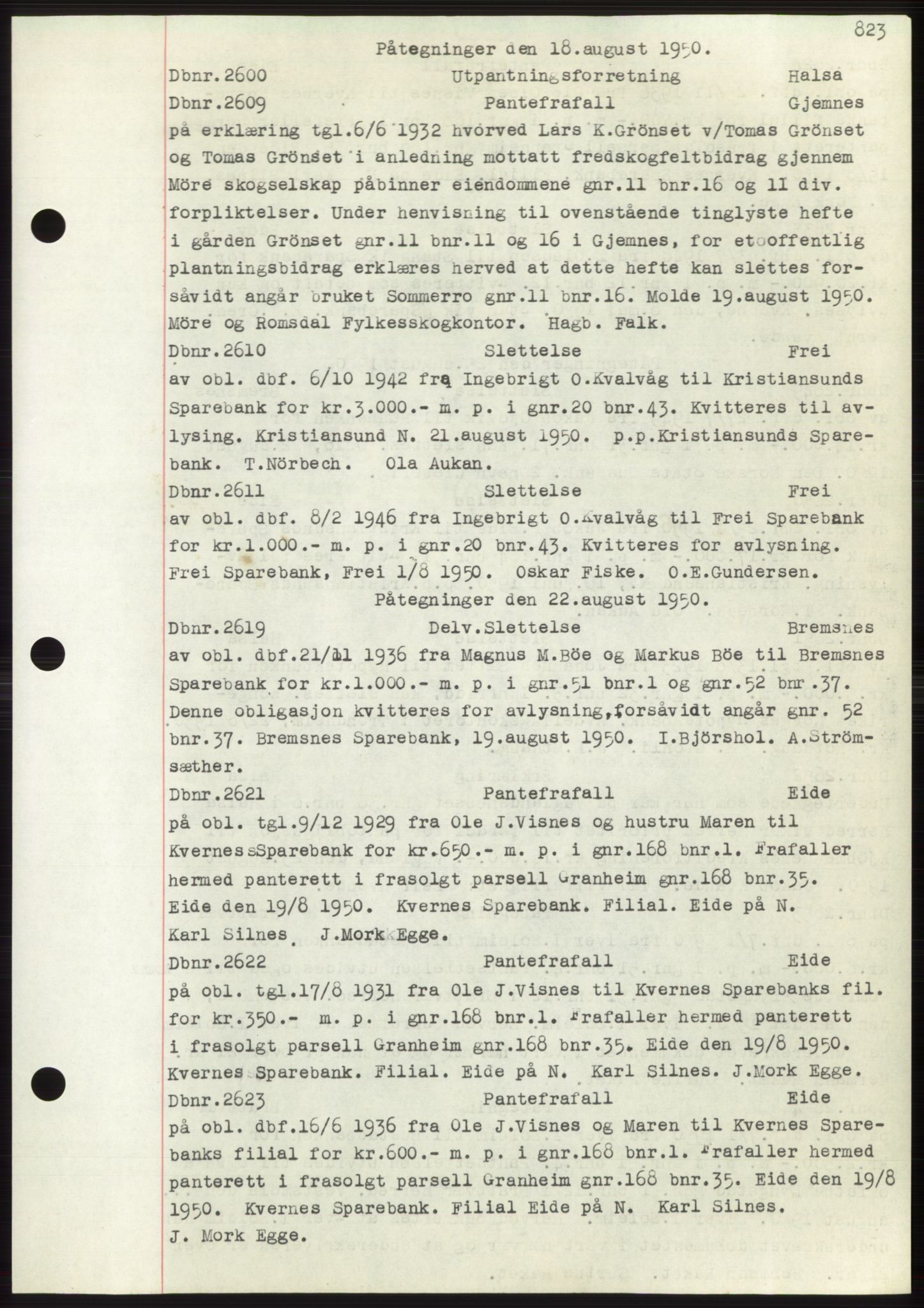 Nordmøre sorenskriveri, AV/SAT-A-4132/1/2/2Ca: Mortgage book no. C82b, 1946-1951, Diary no: : 2600/1950