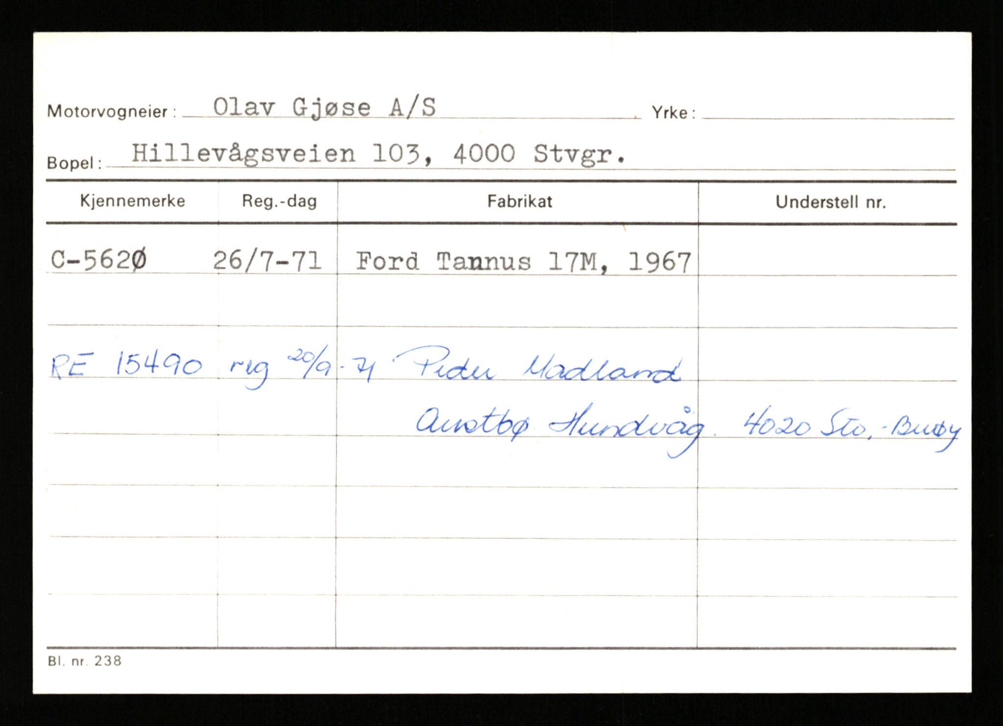 Stavanger trafikkstasjon, AV/SAST-A-101942/0/G/L0001: Registreringsnummer: 0 - 5782, 1930-1971, p. 3321