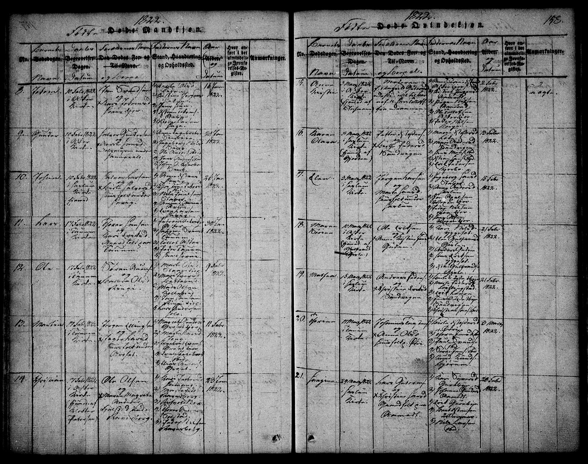 Asker prestekontor Kirkebøker, AV/SAO-A-10256a/F/Fa/L0006: Parish register (official) no. I 6, 1814-1824, p. 158