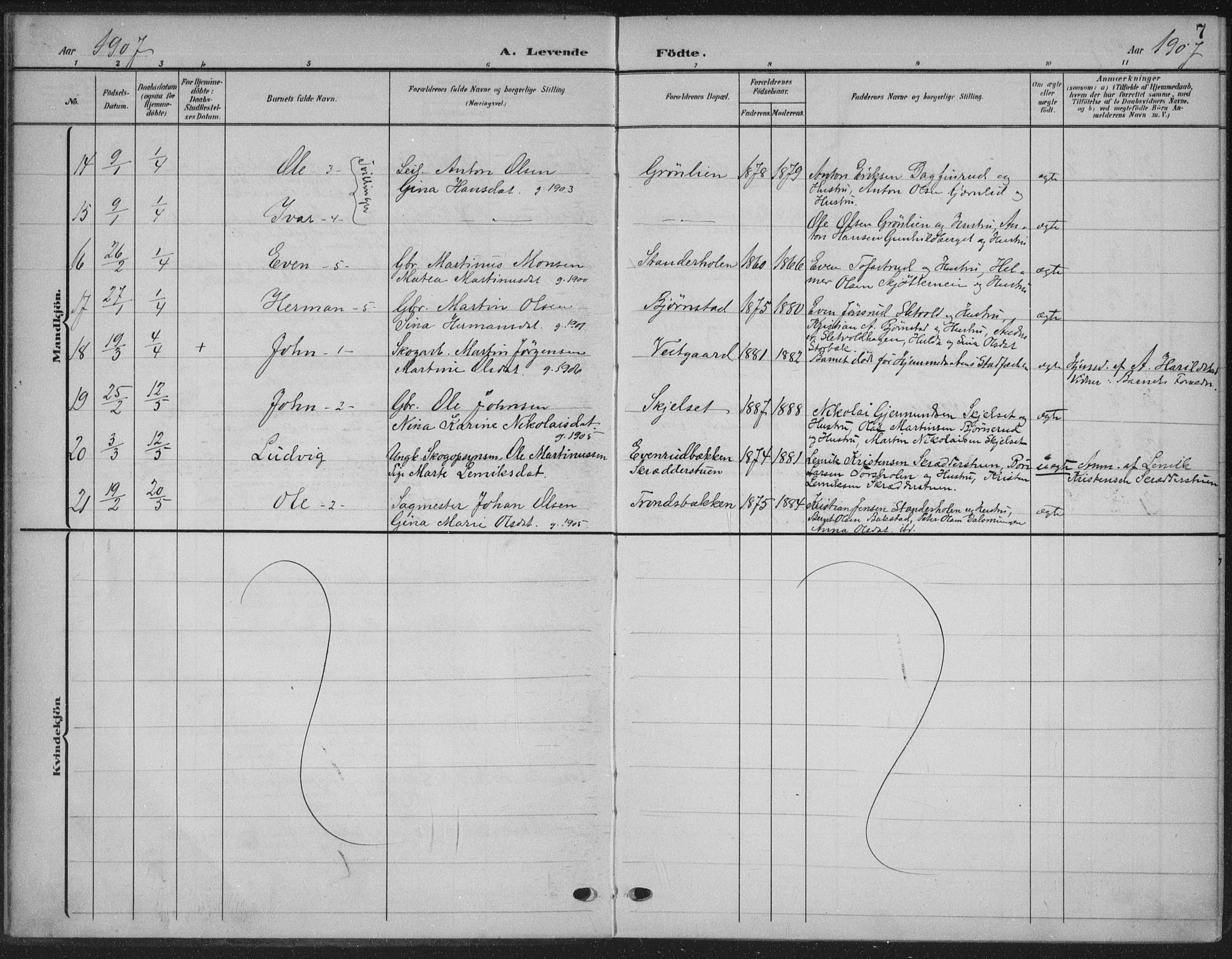 Romedal prestekontor, AV/SAH-PREST-004/K/L0009: Parish register (official) no. 9, 1906-1929, p. 7