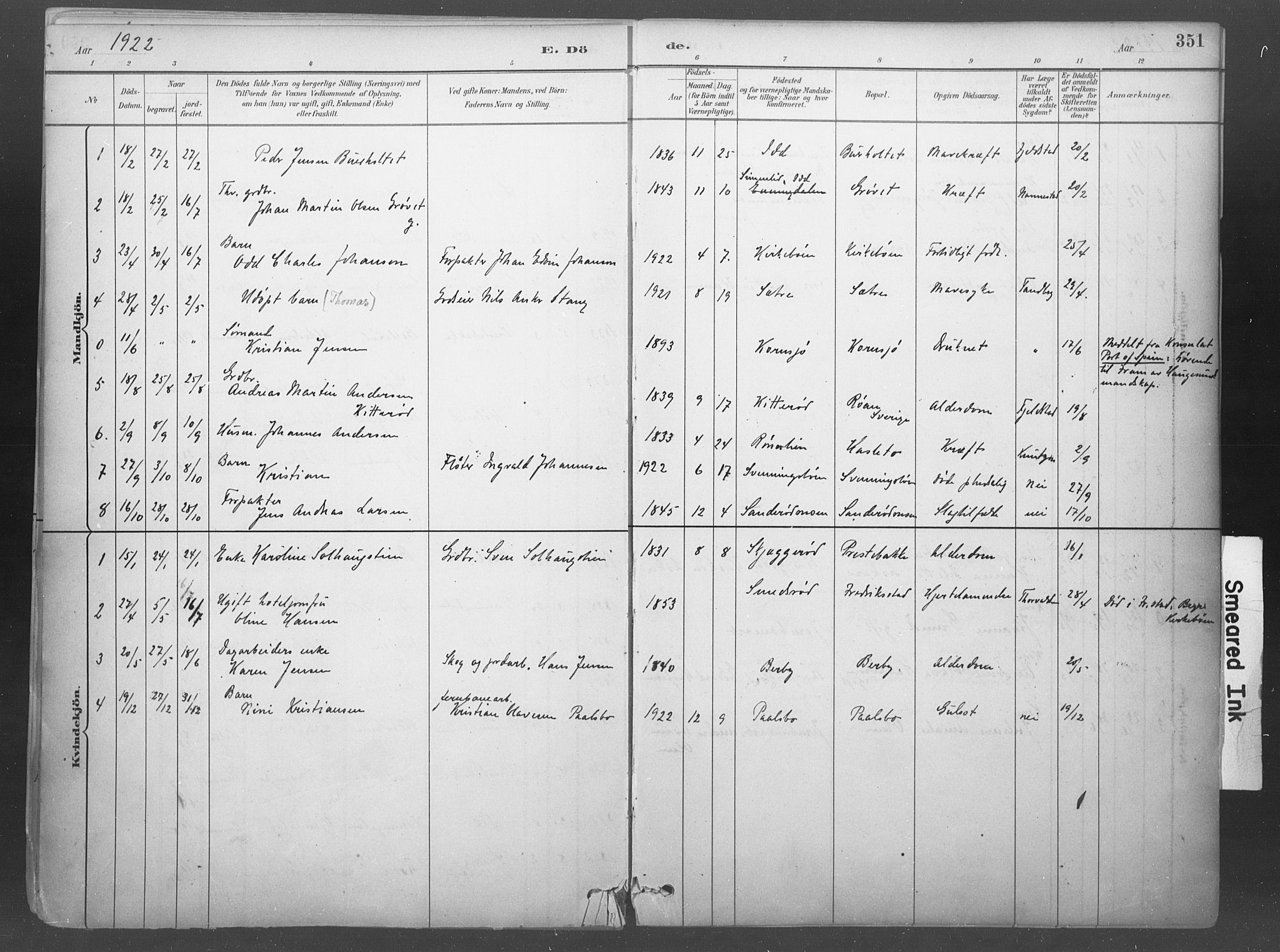 Idd prestekontor Kirkebøker, SAO/A-10911/F/Fb/L0002: Parish register (official) no. II 2, 1882-1923, p. 351