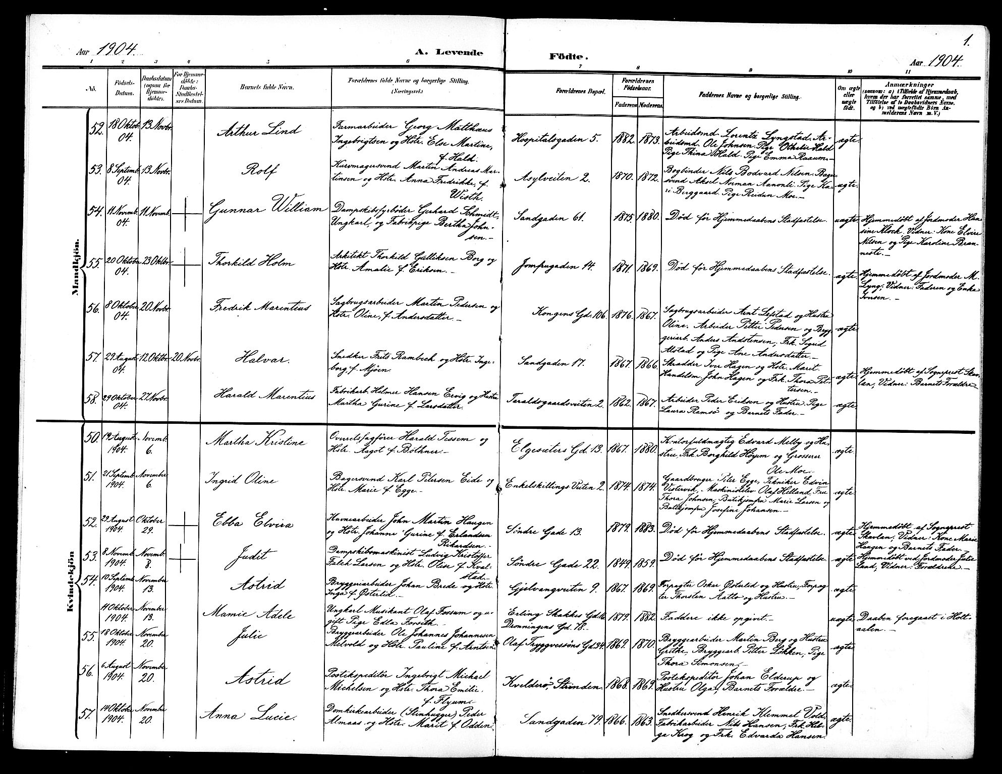 Ministerialprotokoller, klokkerbøker og fødselsregistre - Sør-Trøndelag, SAT/A-1456/602/L0146: Parish register (copy) no. 602C14, 1904-1914, p. 1