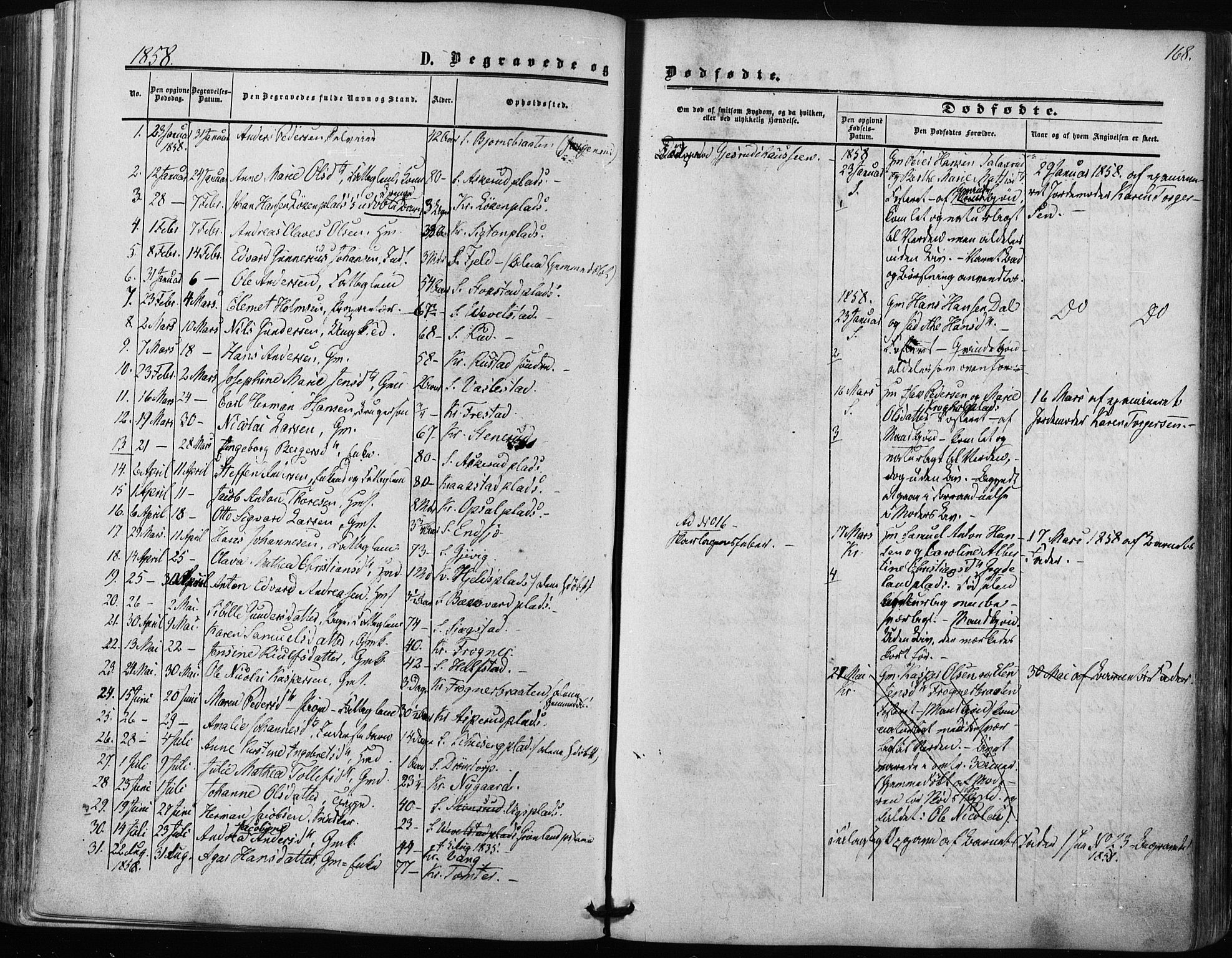 Kråkstad prestekontor Kirkebøker, SAO/A-10125a/F/Fa/L0007: Parish register (official) no. I 7, 1858-1870, p. 168