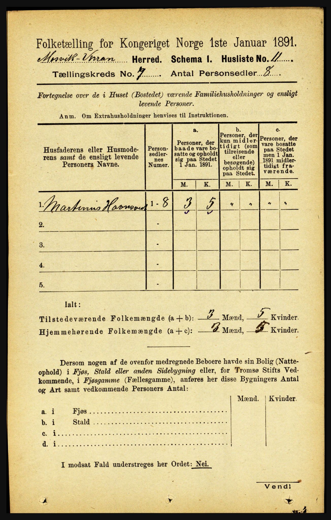 RA, 1891 census for 1723 Mosvik og Verran, 1891, p. 2860