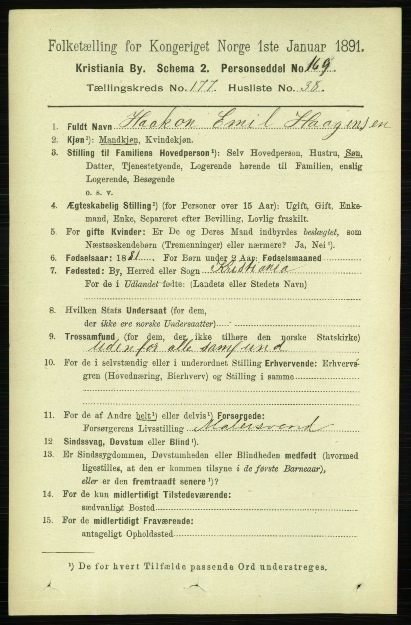 RA, 1891 census for 0301 Kristiania, 1891, p. 107386