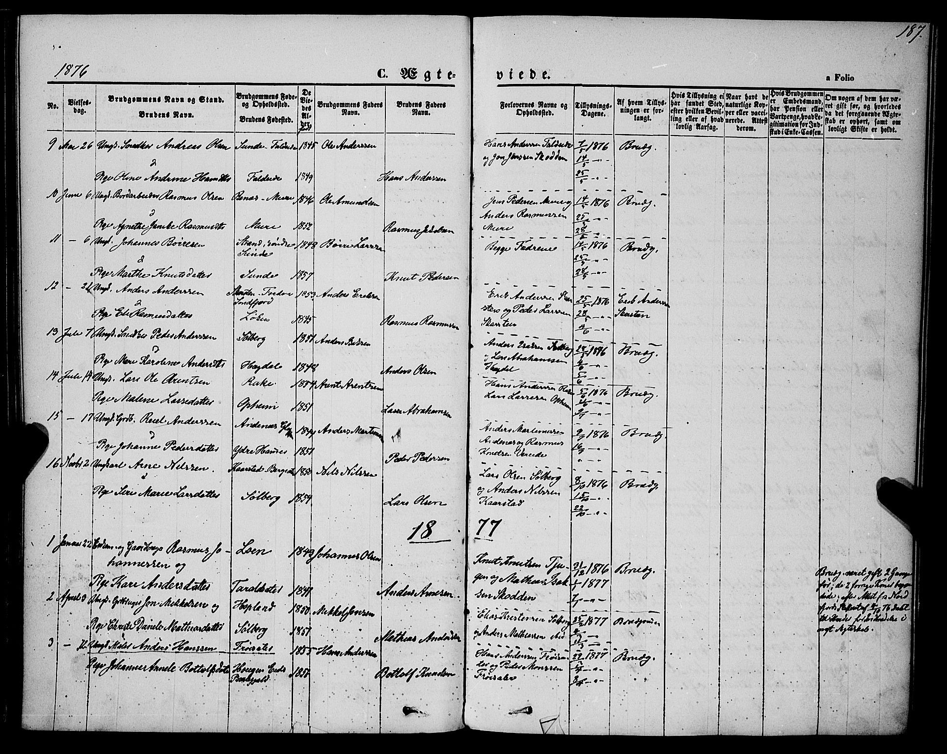 Innvik sokneprestembete, AV/SAB-A-80501: Parish register (official) no. A 6, 1865-1878, p. 187