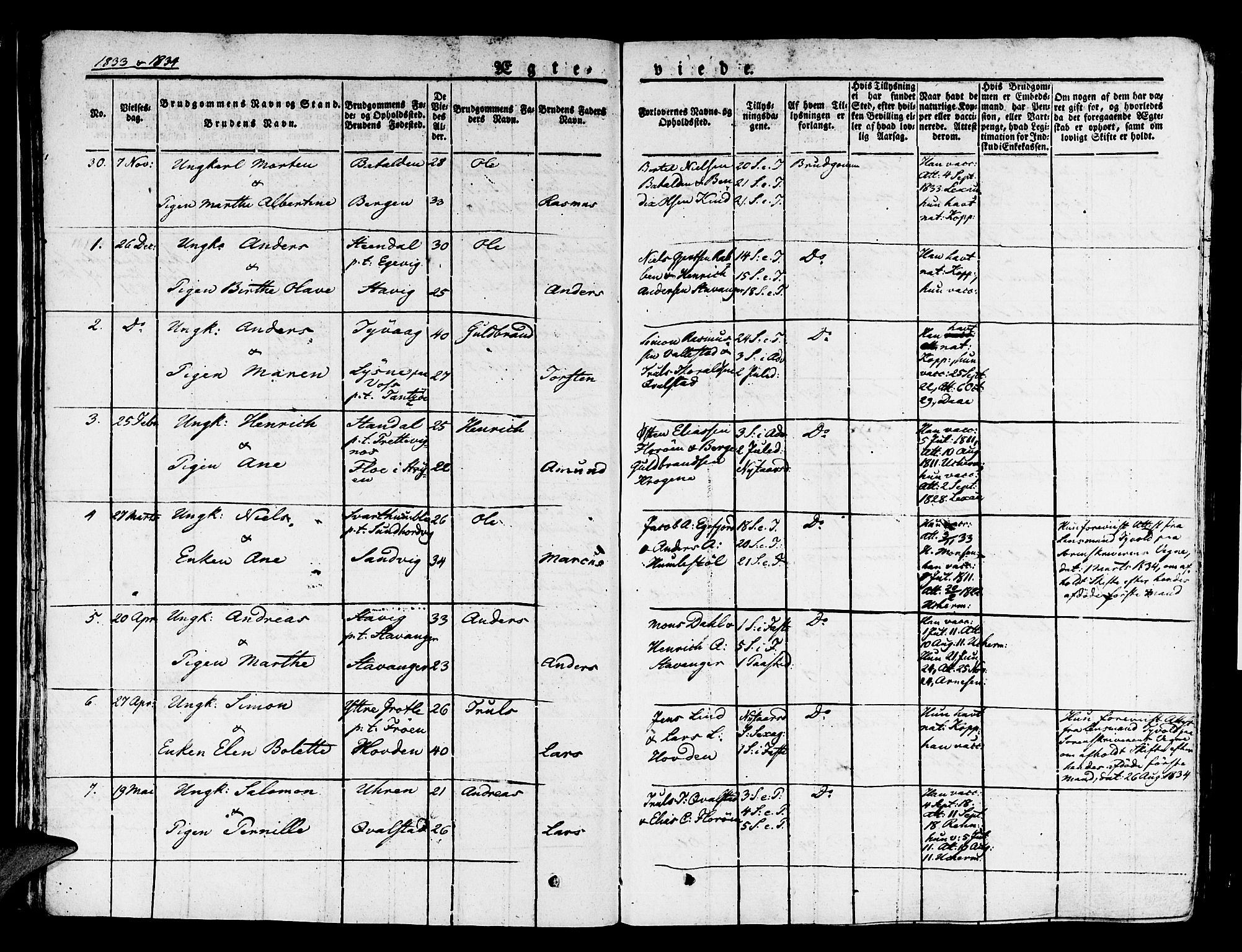 Kinn sokneprestembete, AV/SAB-A-80801/H/Haa/Haaa/L0004/0002: Parish register (official) no. A 4II, 1822-1840, p. 44