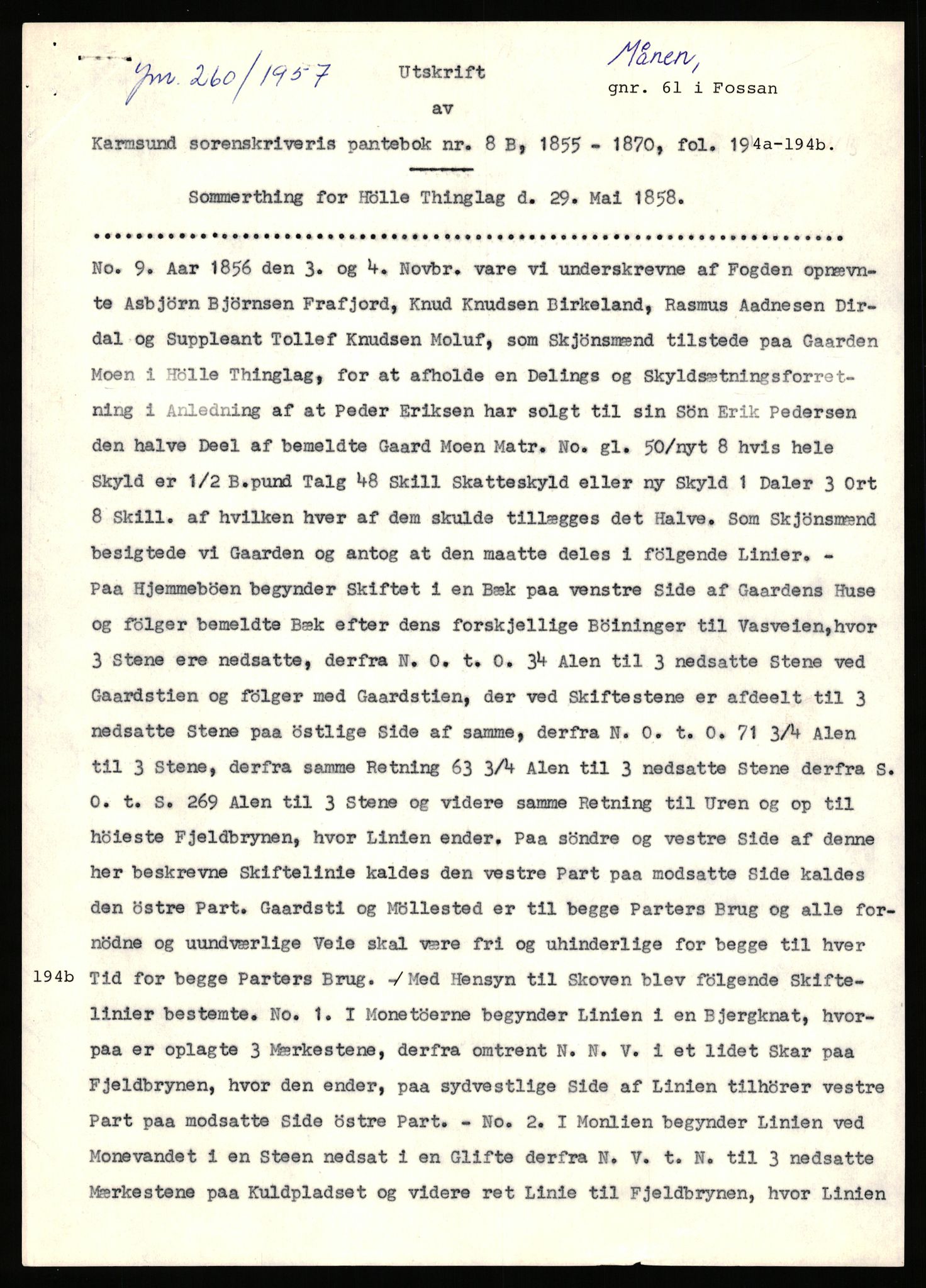 Statsarkivet i Stavanger, SAST/A-101971/03/Y/Yj/L0061: Avskrifter sortert etter gårdsnavn: Møgedal - Nes, 1750-1930, p. 119