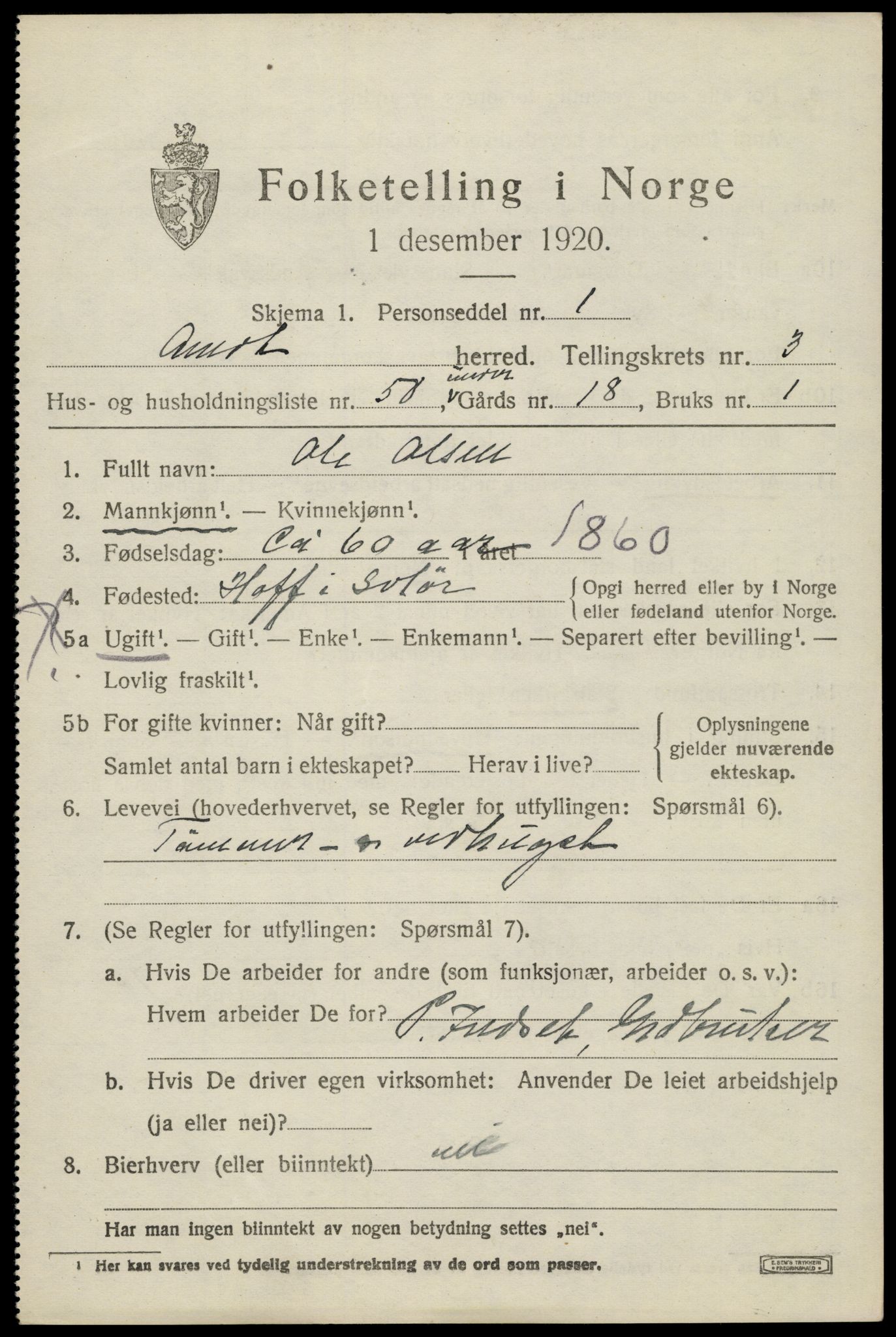 SAH, 1920 census for Åmot, 1920, p. 6435