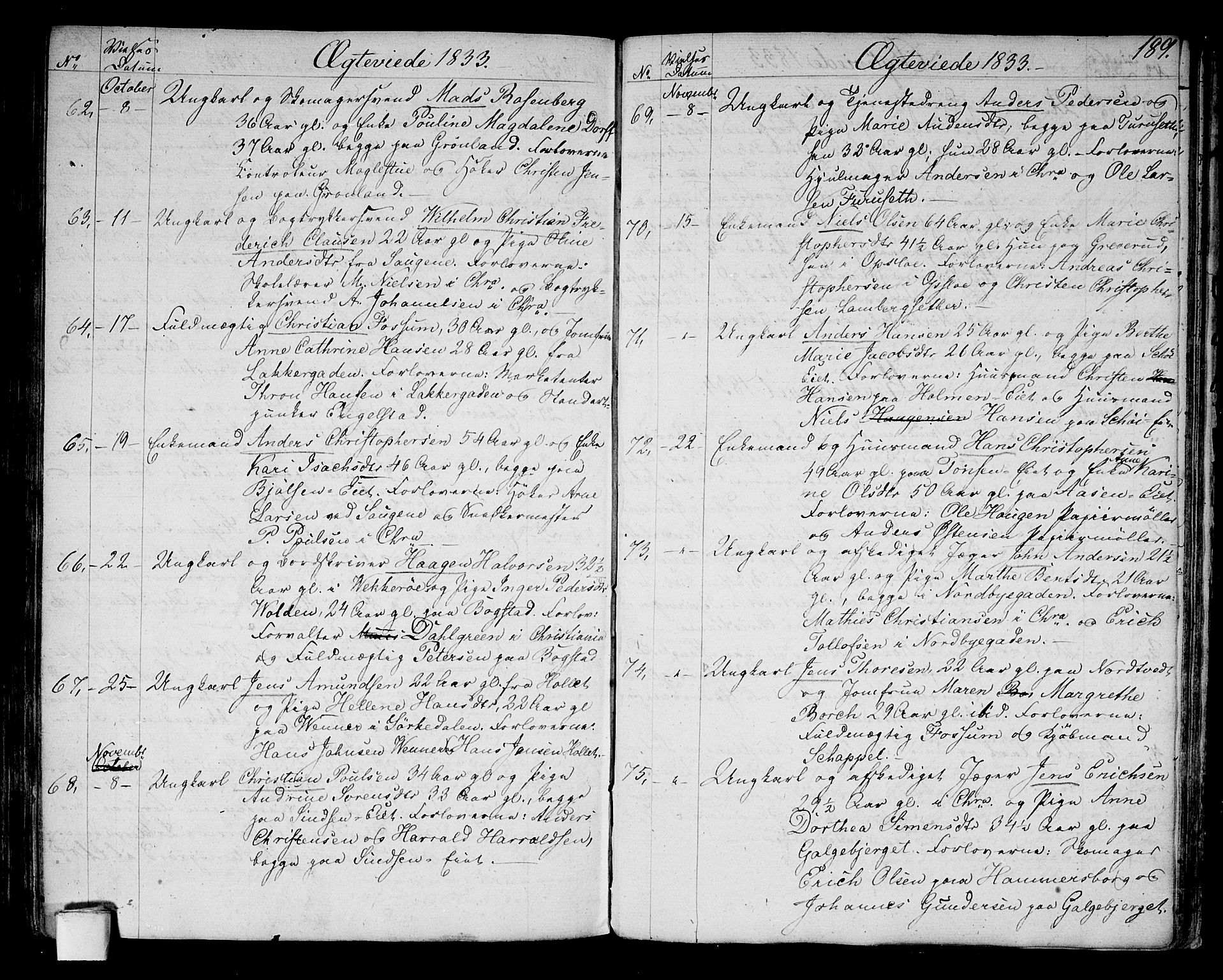 Aker prestekontor kirkebøker, AV/SAO-A-10861/G/L0006: Parish register (copy) no. 6, 1830-1838, p. 189