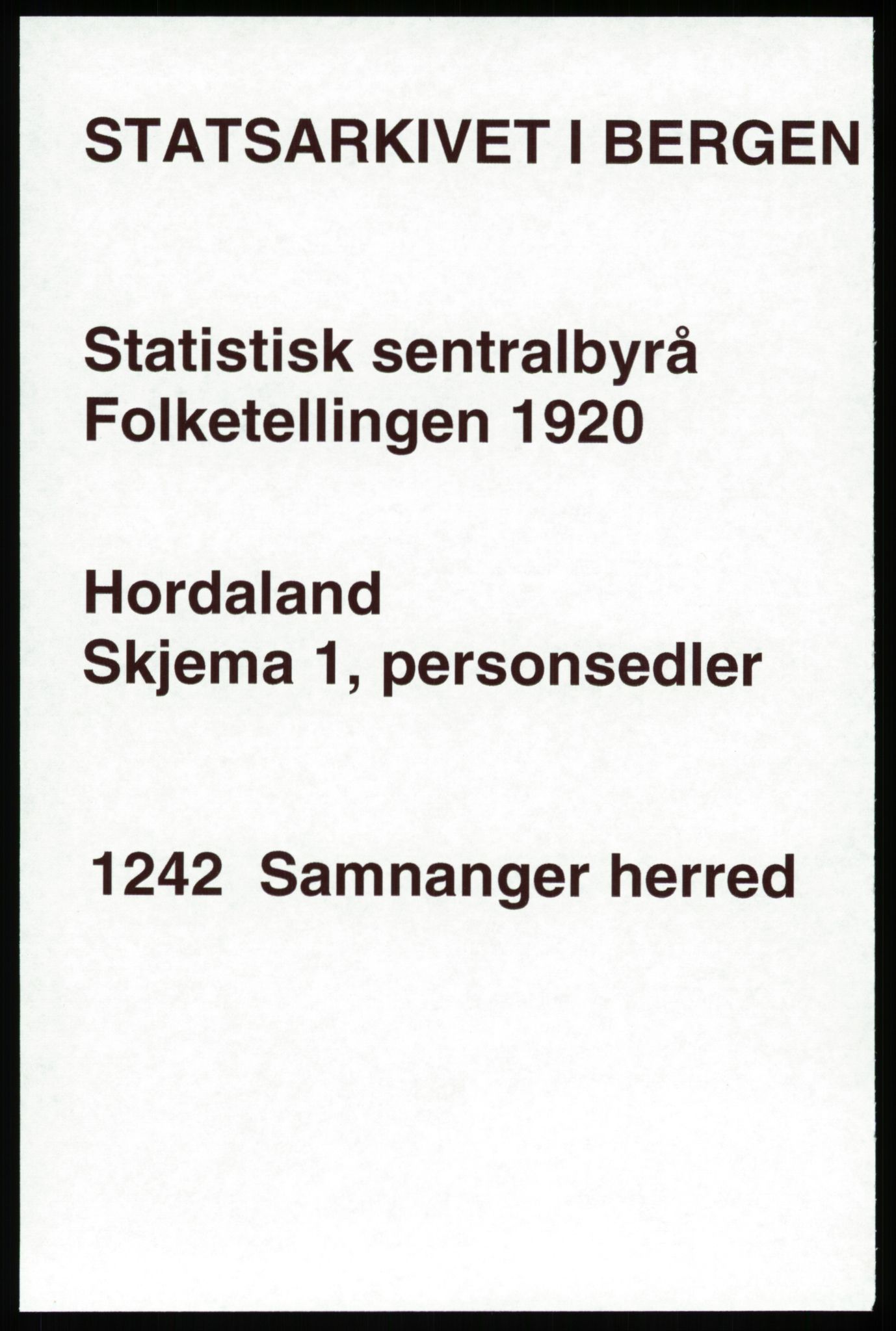 SAB, 1920 census for Samnanger, 1920, p. 851