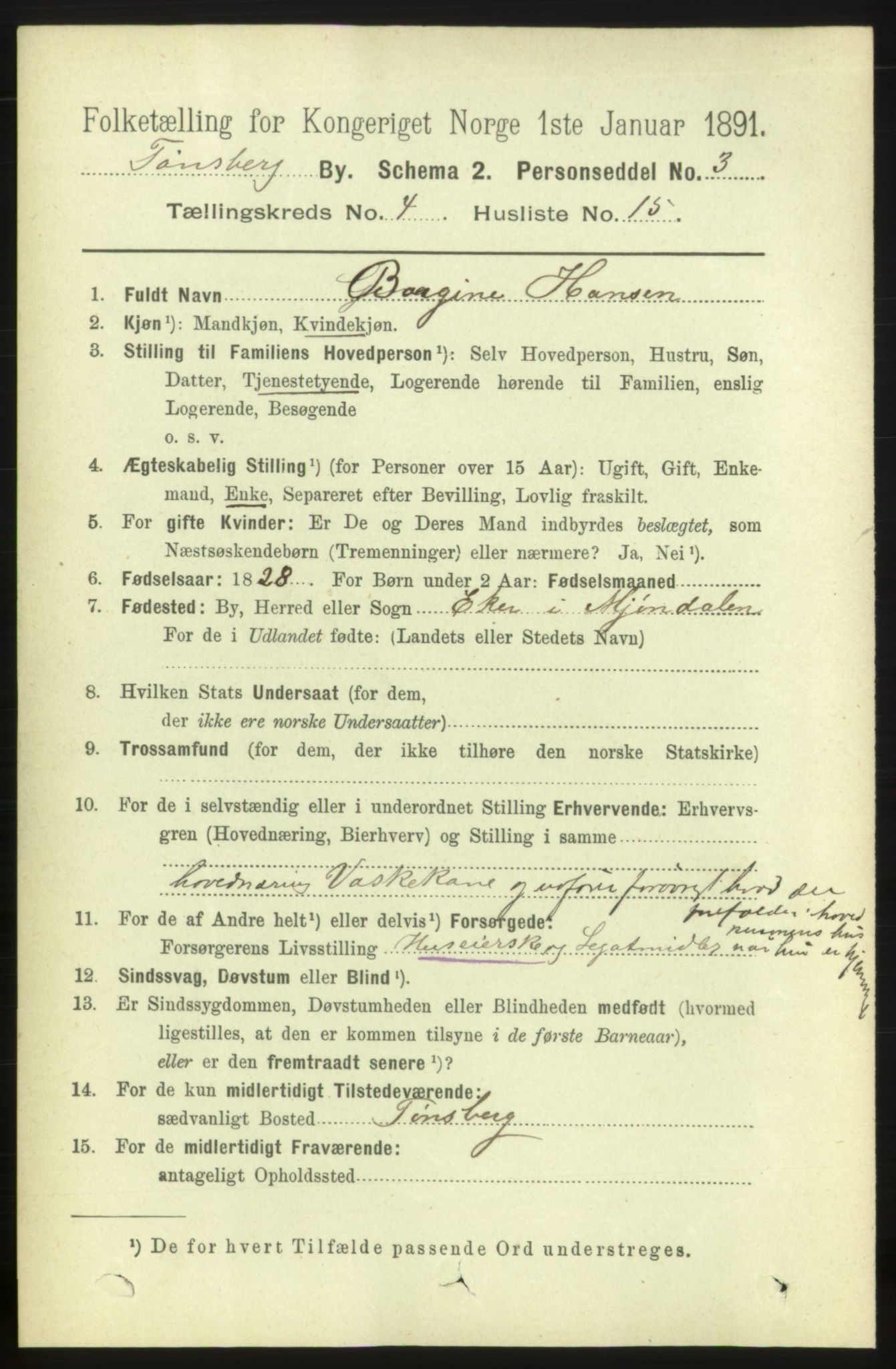 RA, 1891 census for 0705 Tønsberg, 1891, p. 2195