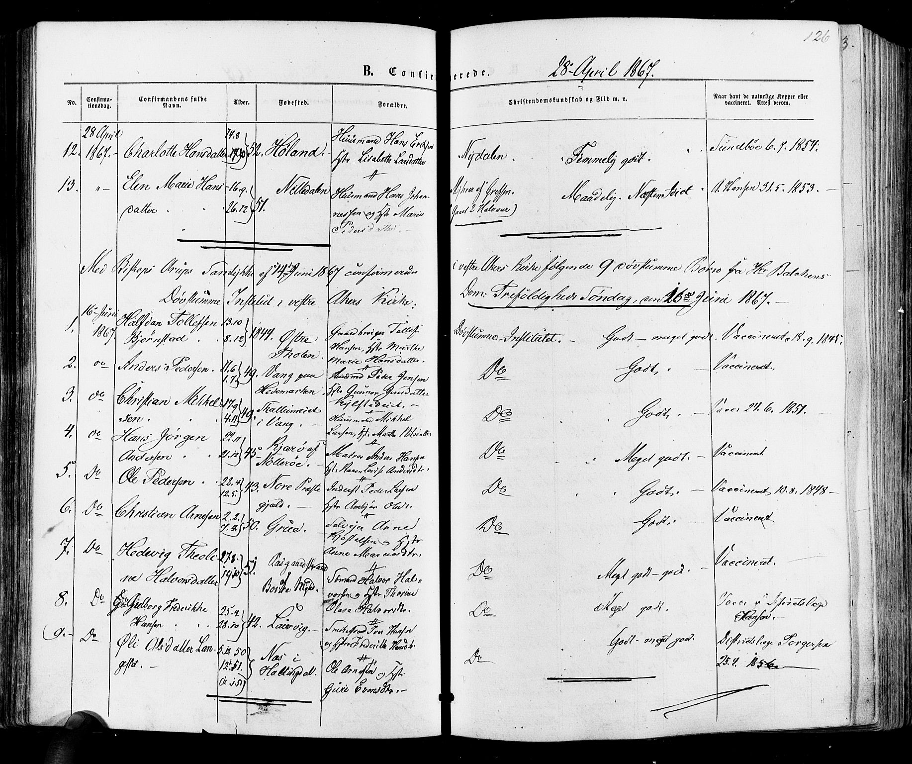 Vestre Aker prestekontor Kirkebøker, AV/SAO-A-10025/F/Fa/L0005: Parish register (official) no. 5, 1859-1877, p. 126