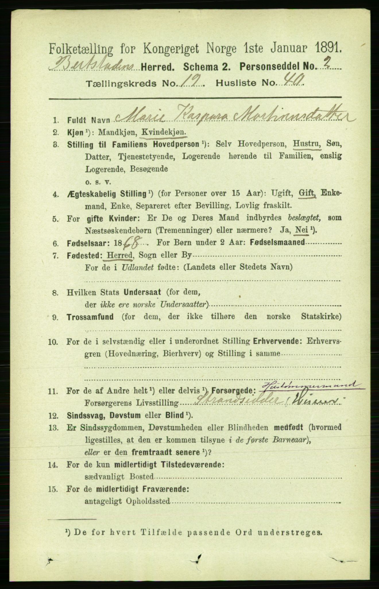 RA, 1891 census for 1727 Beitstad, 1891, p. 5057