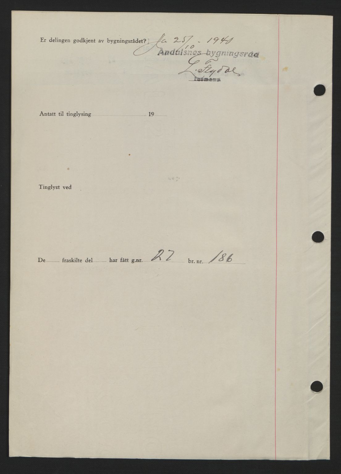 Romsdal sorenskriveri, AV/SAT-A-4149/1/2/2C: Mortgage book no. A10, 1941-1941, Diary no: : 1590/1941