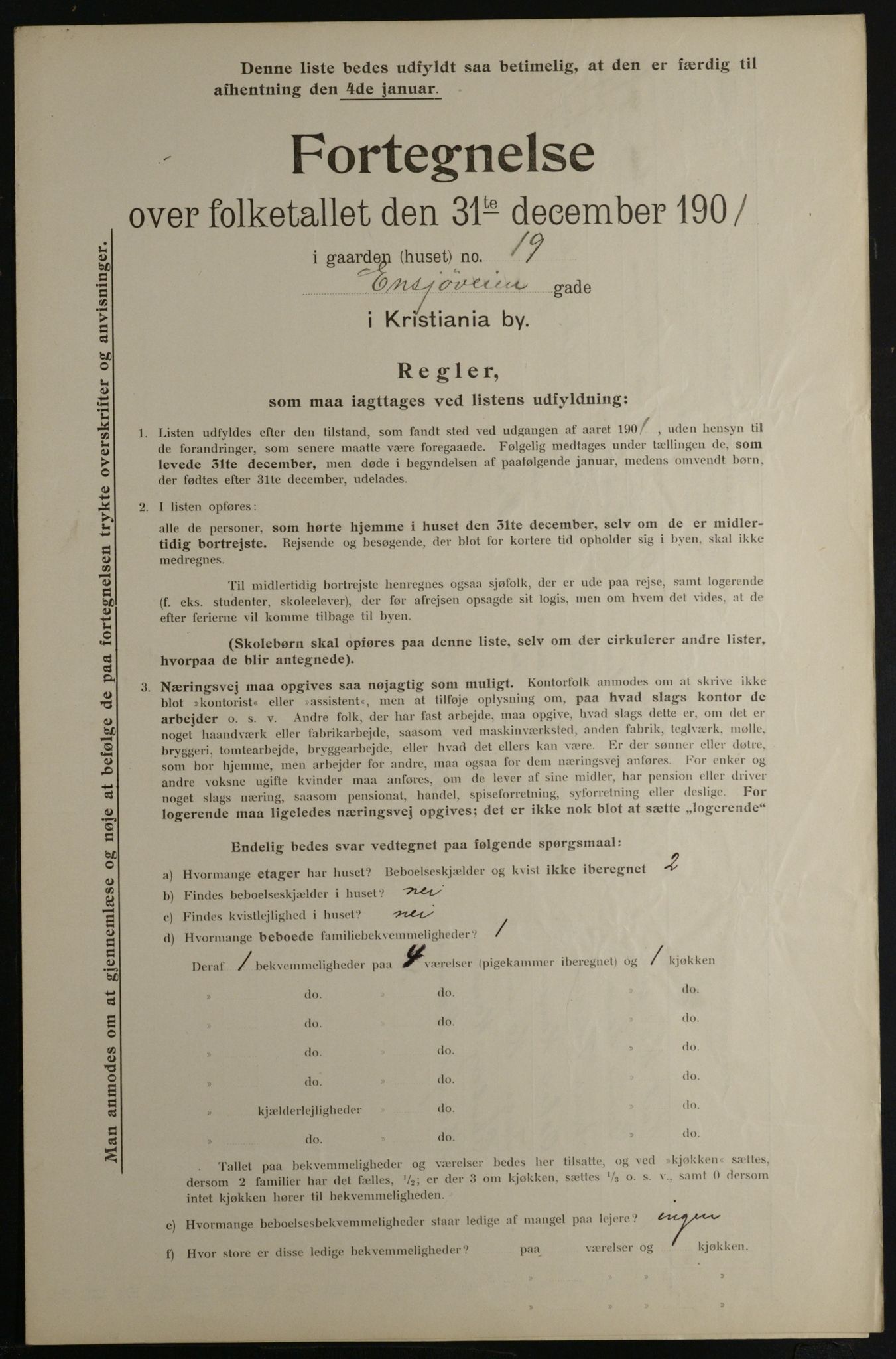 OBA, Municipal Census 1901 for Kristiania, 1901, p. 3550