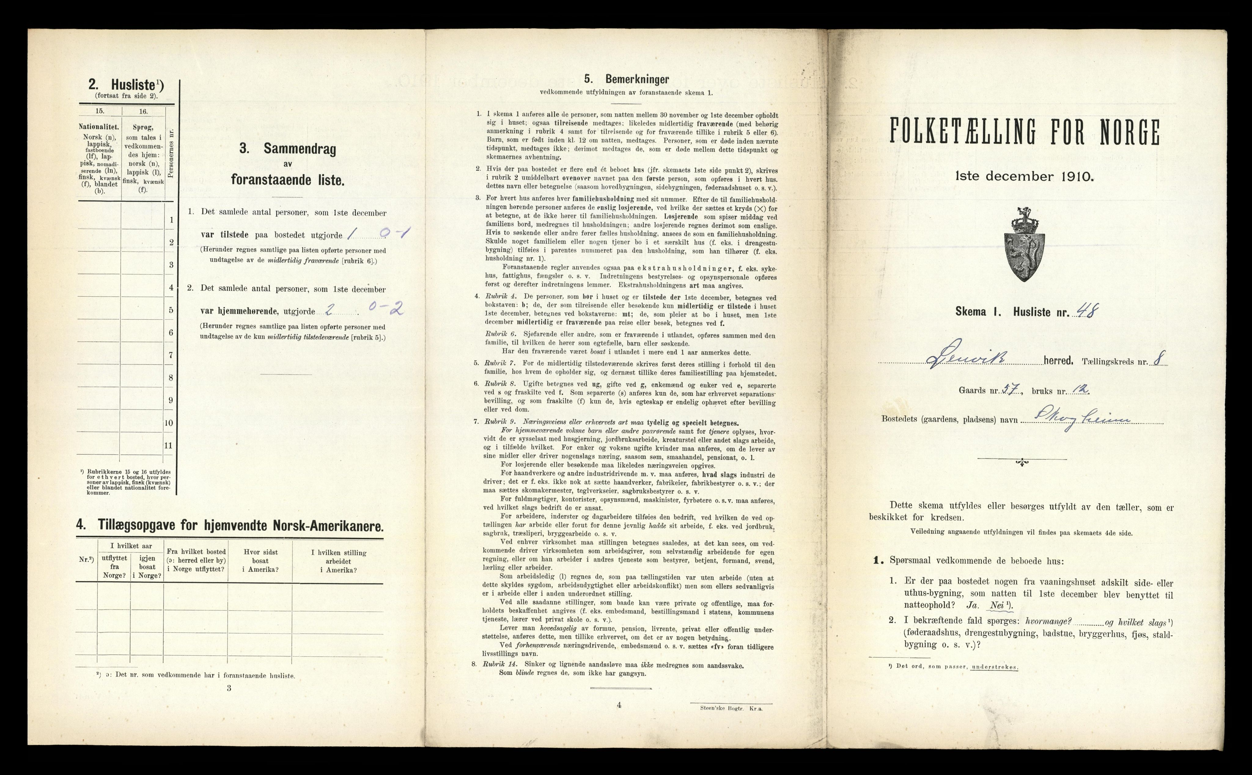 RA, 1910 census for Lenvik, 1910, p. 1069