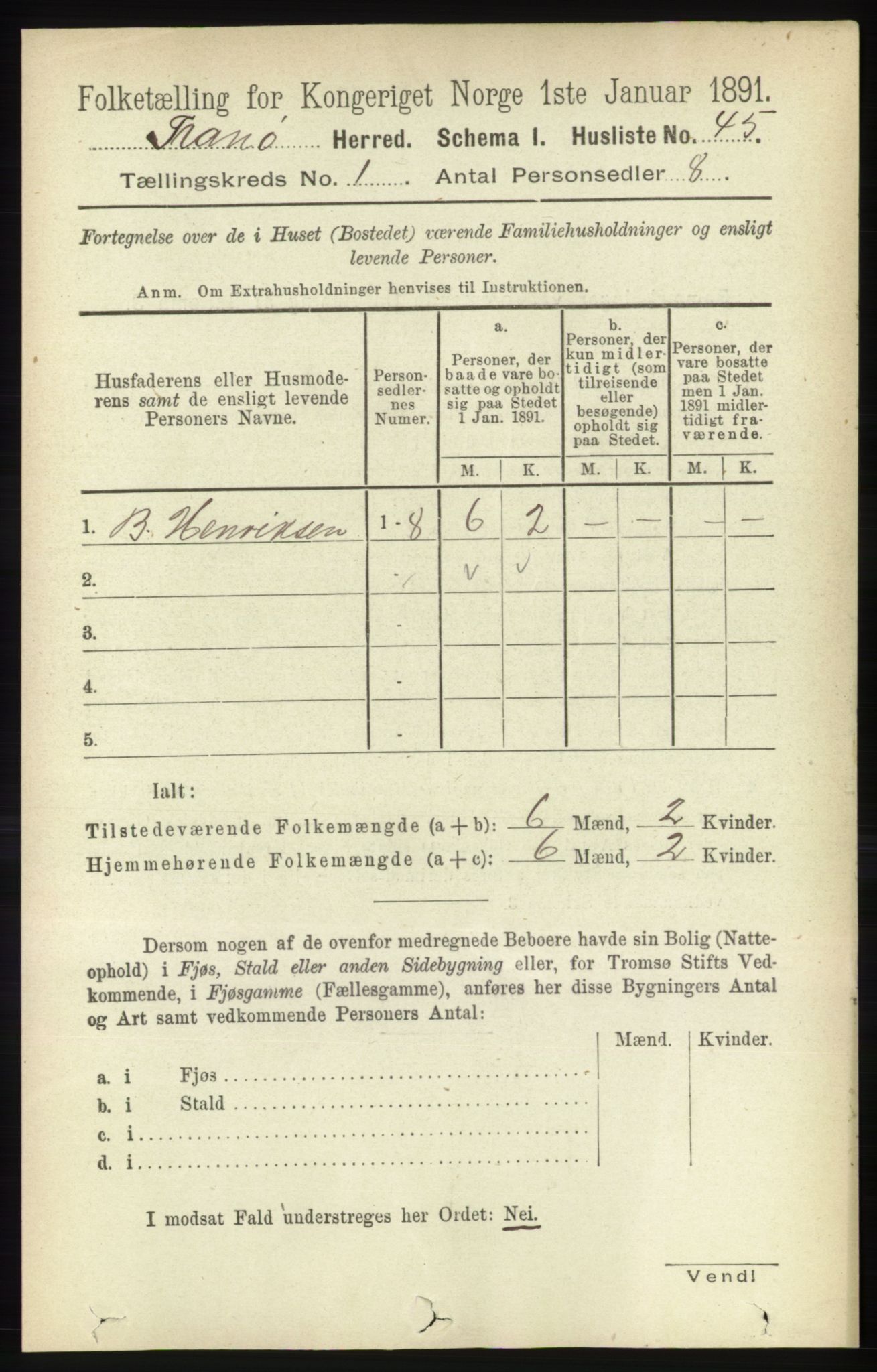 RA, 1891 census for 1927 Tranøy, 1891, p. 60